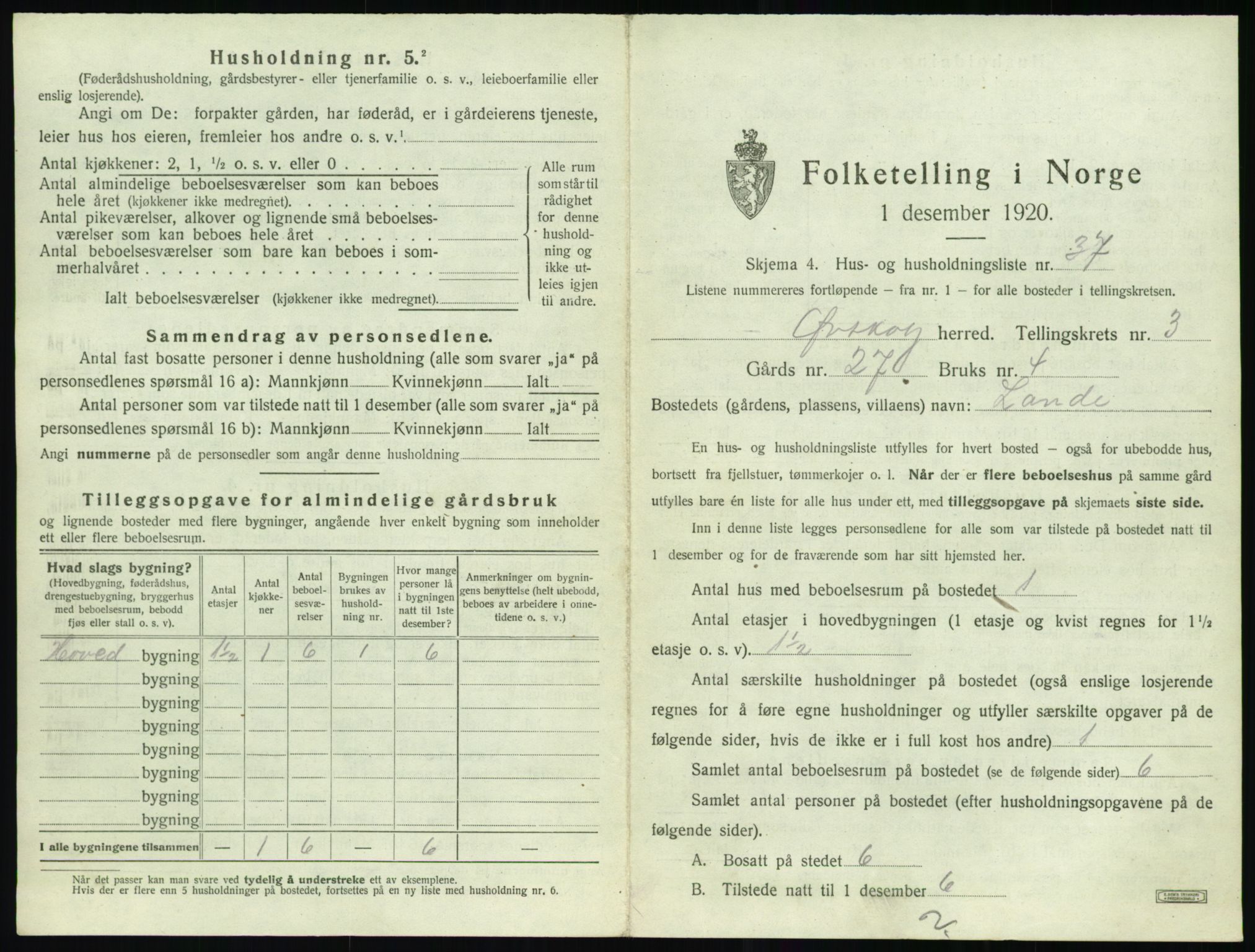 SAT, 1920 census for Ørskog, 1920, p. 278