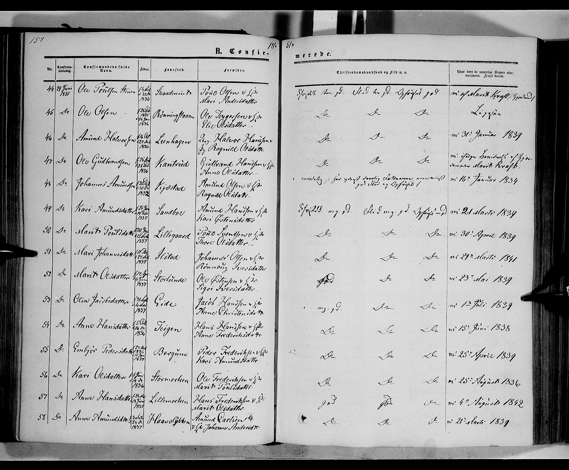 Nord-Fron prestekontor, AV/SAH-PREST-080/H/Ha/Haa/L0001: Parish register (official) no. 1, 1851-1864, p. 157