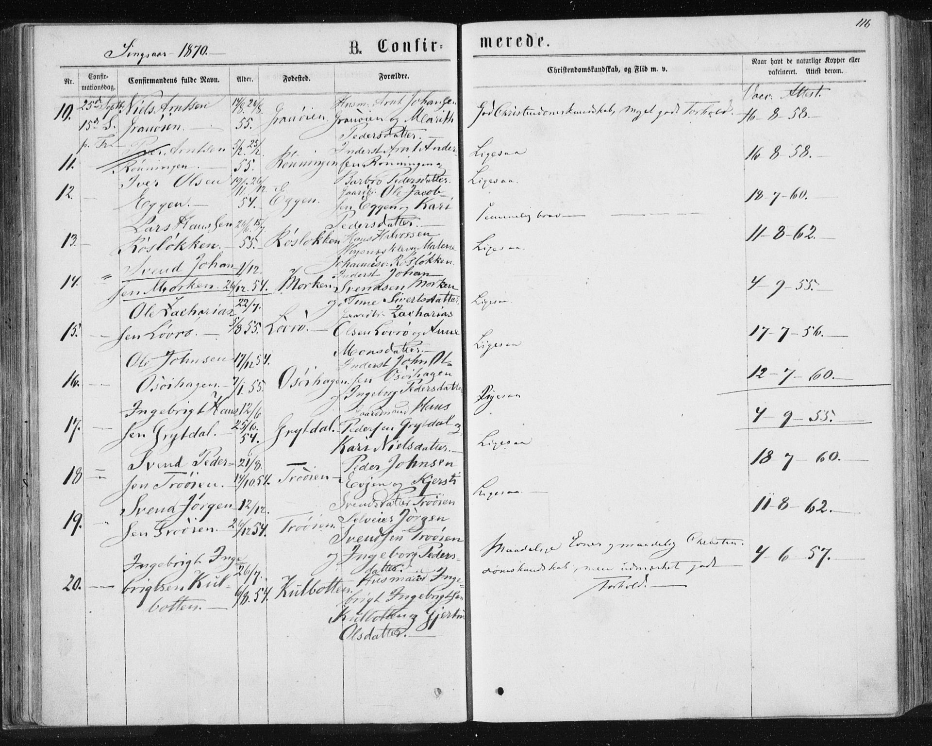 Ministerialprotokoller, klokkerbøker og fødselsregistre - Sør-Trøndelag, AV/SAT-A-1456/685/L0970: Parish register (official) no. 685A08 /2, 1870-1878, p. 116