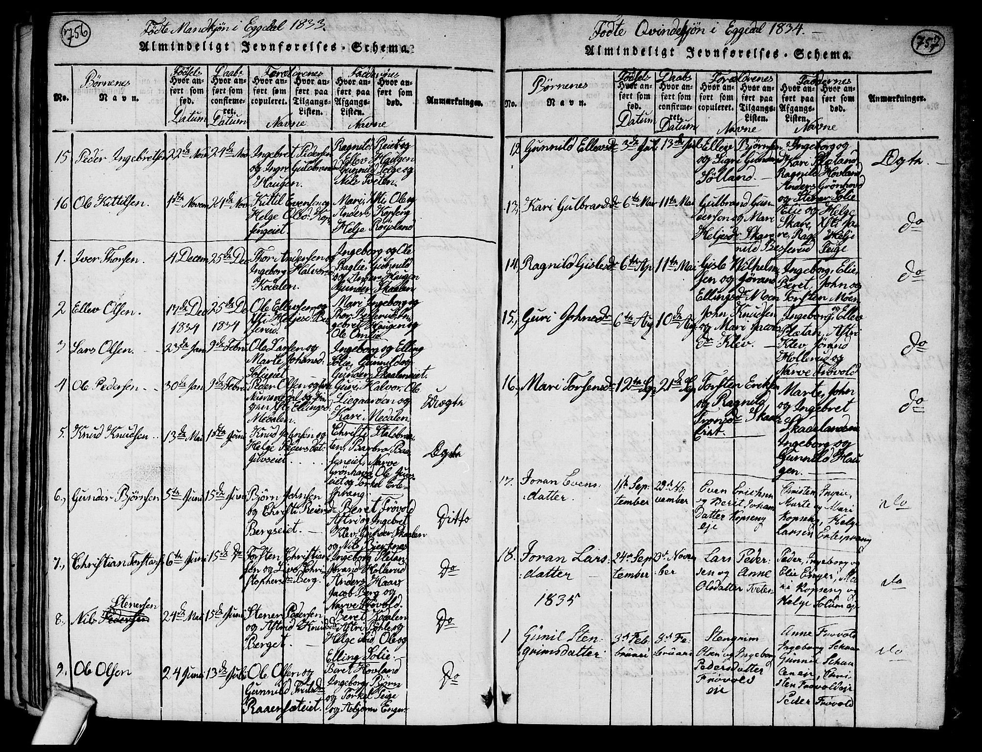 Sigdal kirkebøker, AV/SAKO-A-245/G/Ga/L0001: Parish register (copy) no. I 1 /2, 1816-1835, p. 756-757