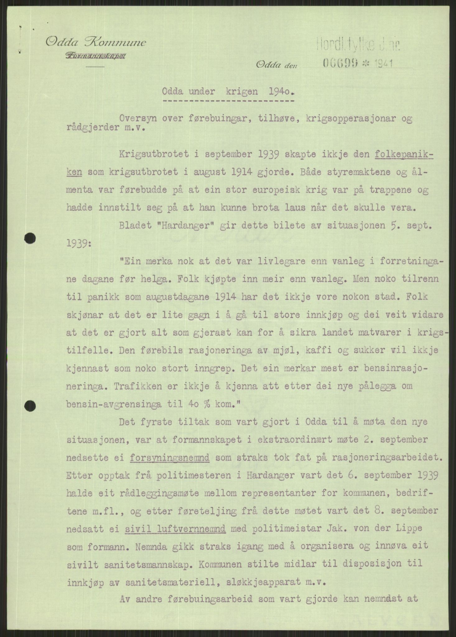 Forsvaret, Forsvarets krigshistoriske avdeling, AV/RA-RAFA-2017/Y/Ya/L0015: II-C-11-31 - Fylkesmenn.  Rapporter om krigsbegivenhetene 1940., 1940, p. 386