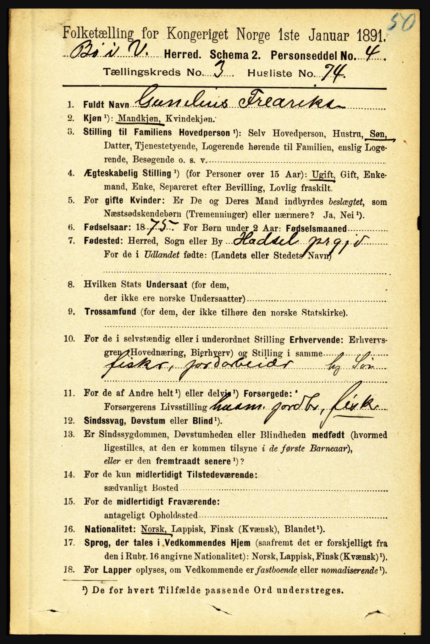 RA, 1891 census for 1867 Bø, 1891, p. 1312