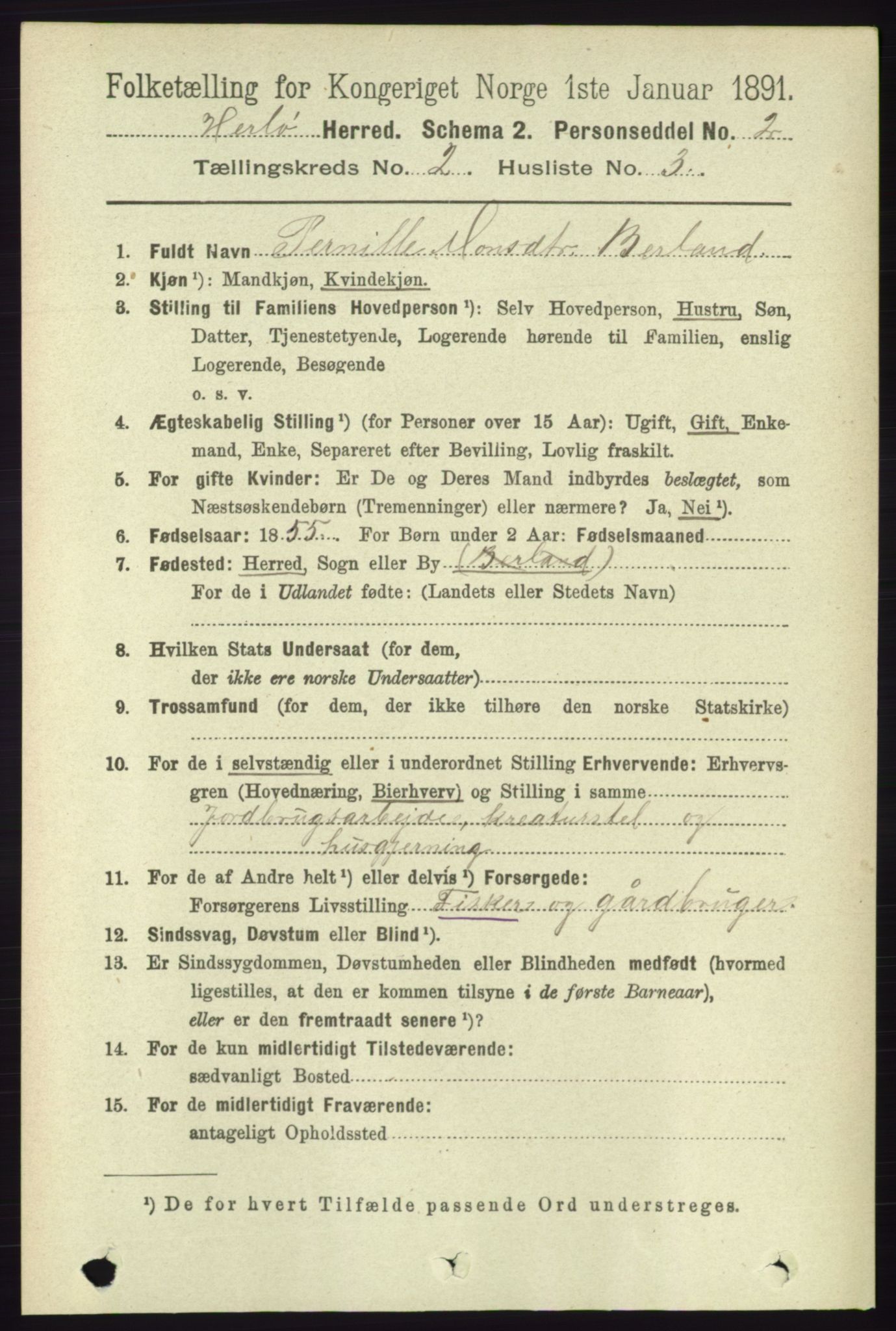 RA, 1891 census for 1258 Herdla, 1891, p. 554