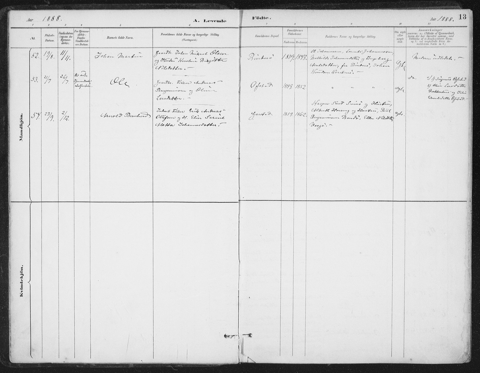Ministerialprotokoller, klokkerbøker og fødselsregistre - Nord-Trøndelag, SAT/A-1458/786/L0687: Parish register (official) no. 786A03, 1888-1898, p. 13
