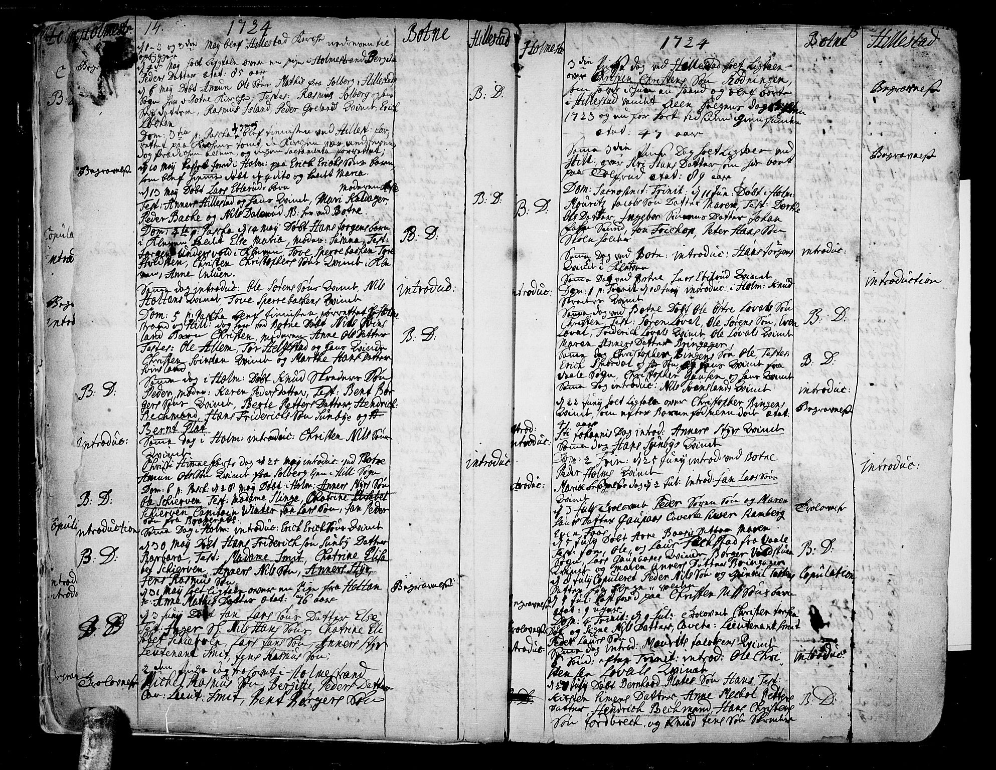 Botne kirkebøker, AV/SAKO-A-340/F/Fa/L0001a: Parish register (official) no. I 1A, 1707-1778, p. 14-15