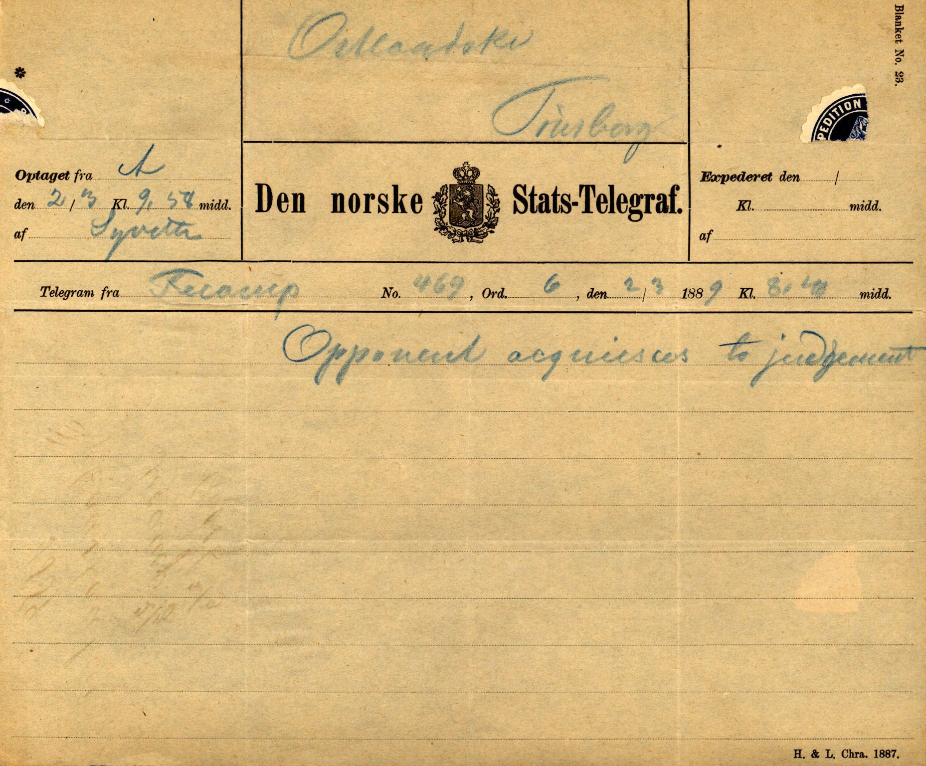 Pa 63 - Østlandske skibsassuranceforening, VEMU/A-1079/G/Ga/L0020/0001: Havaridokumenter / Tellus, Telanak, Wilhelmine, 1887, p. 39
