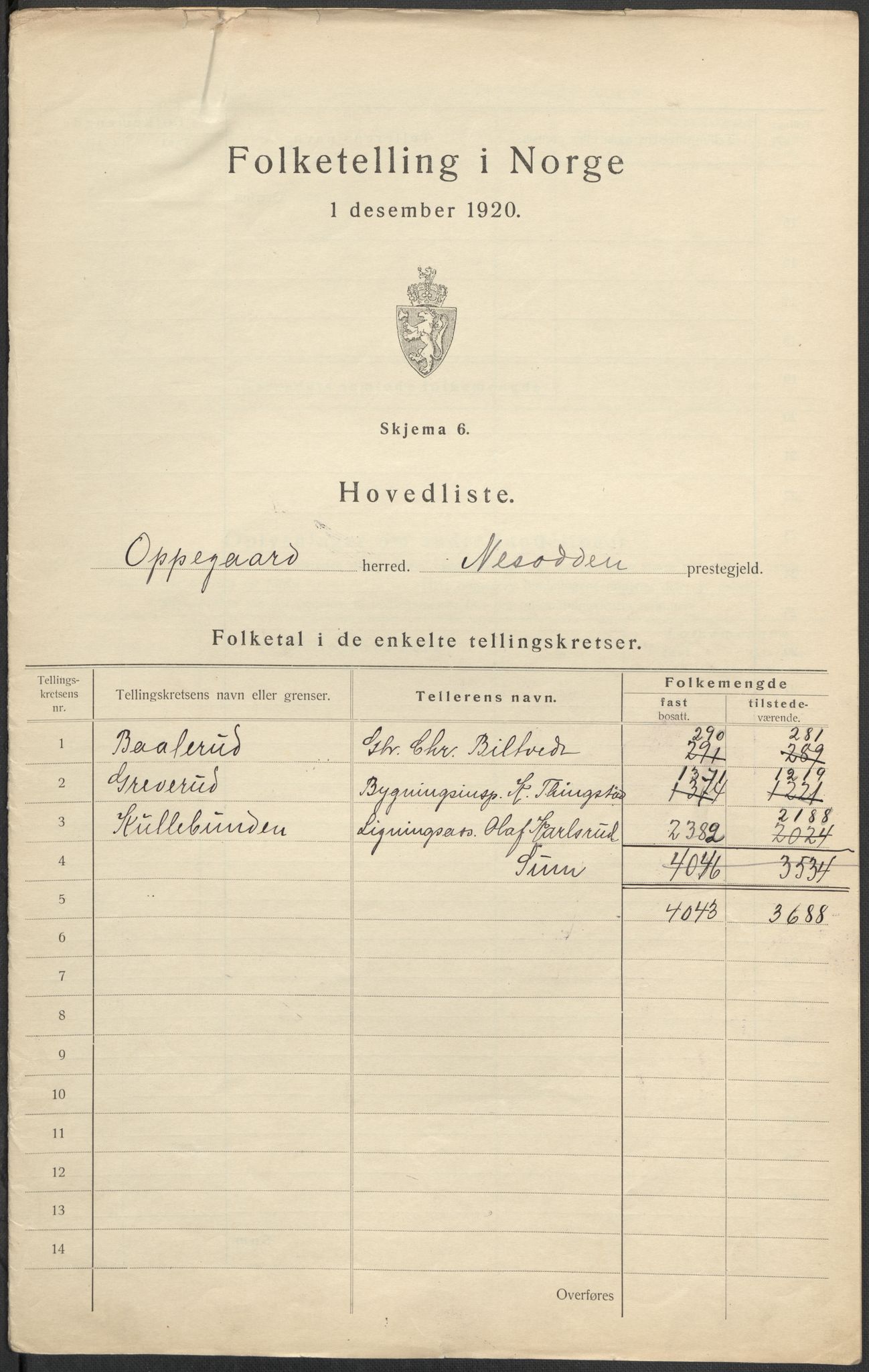 SAO, 1920 census for Oppegård, 1920, p. 3