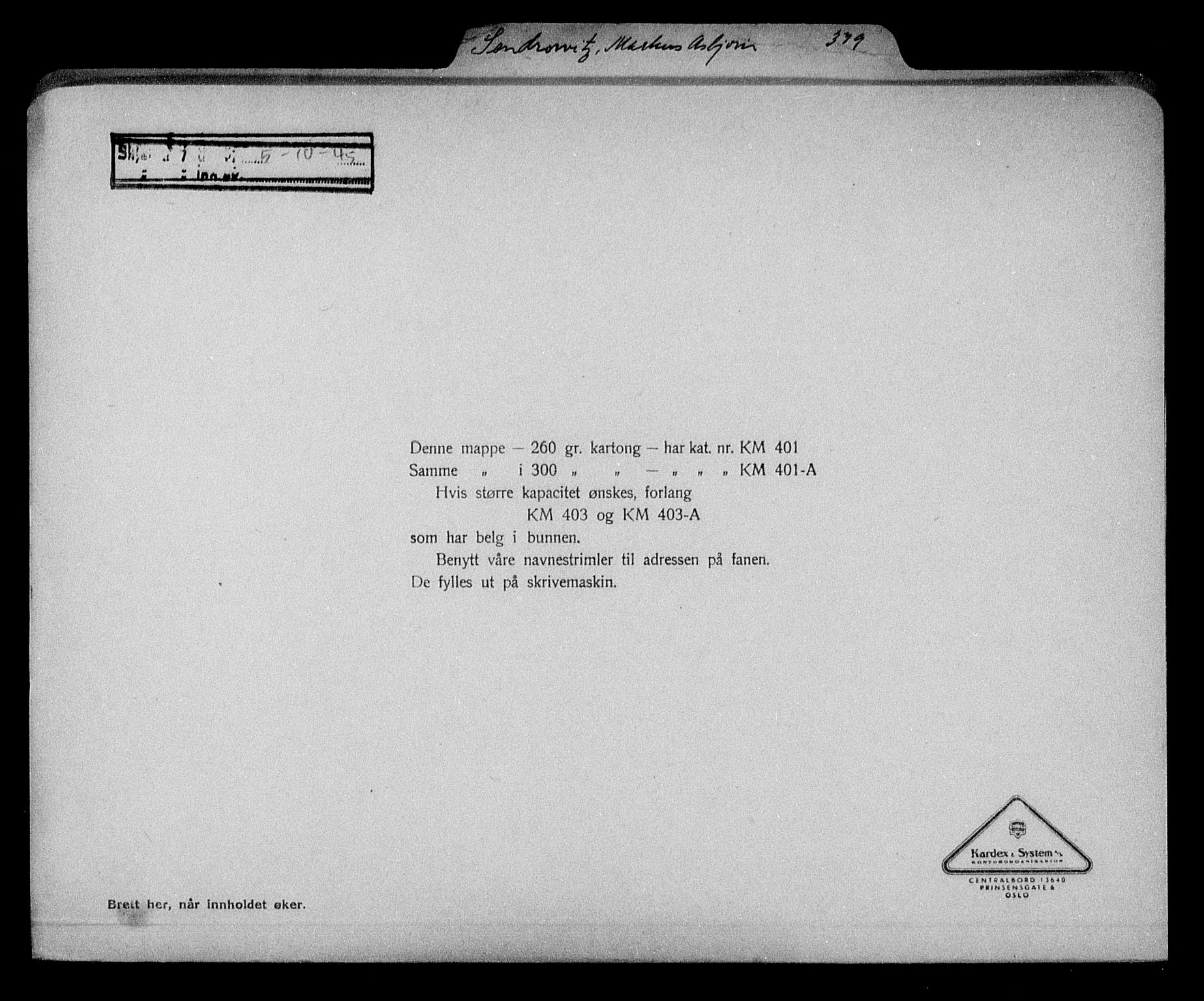 Justisdepartementet, Tilbakeføringskontoret for inndratte formuer, RA/S-1564/H/Hc/Hcc/L0981: --, 1945-1947, p. 417