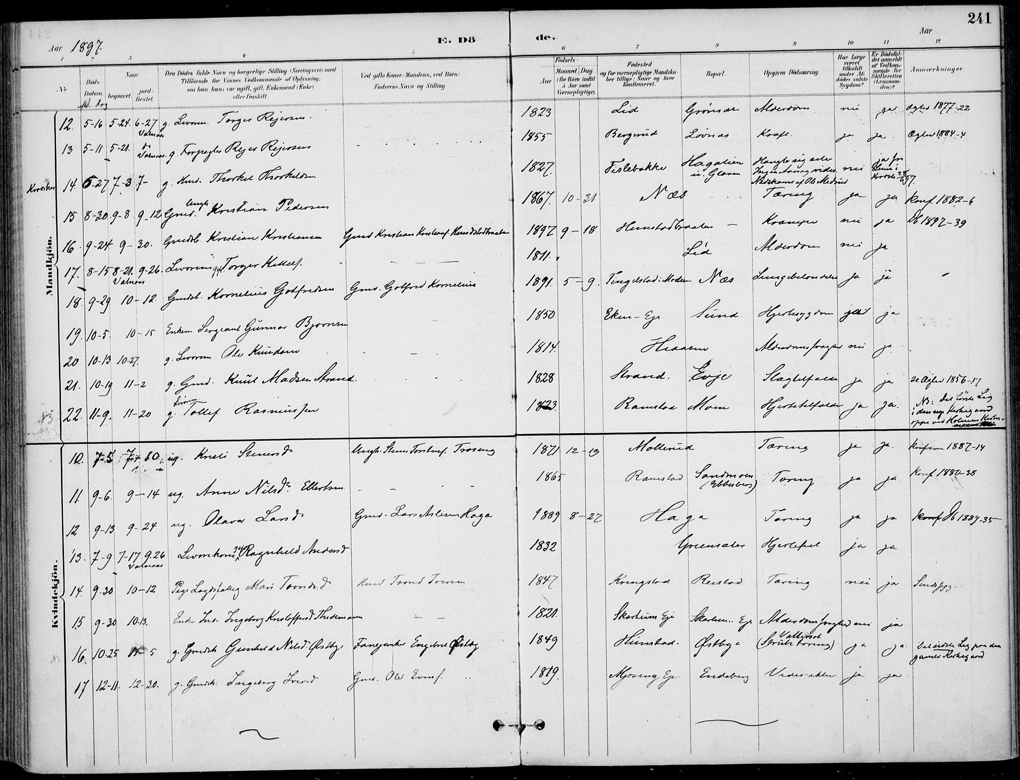 Sigdal kirkebøker, AV/SAKO-A-245/F/Fb/L0001: Parish register (official) no. II 1, 1888-1900, p. 241