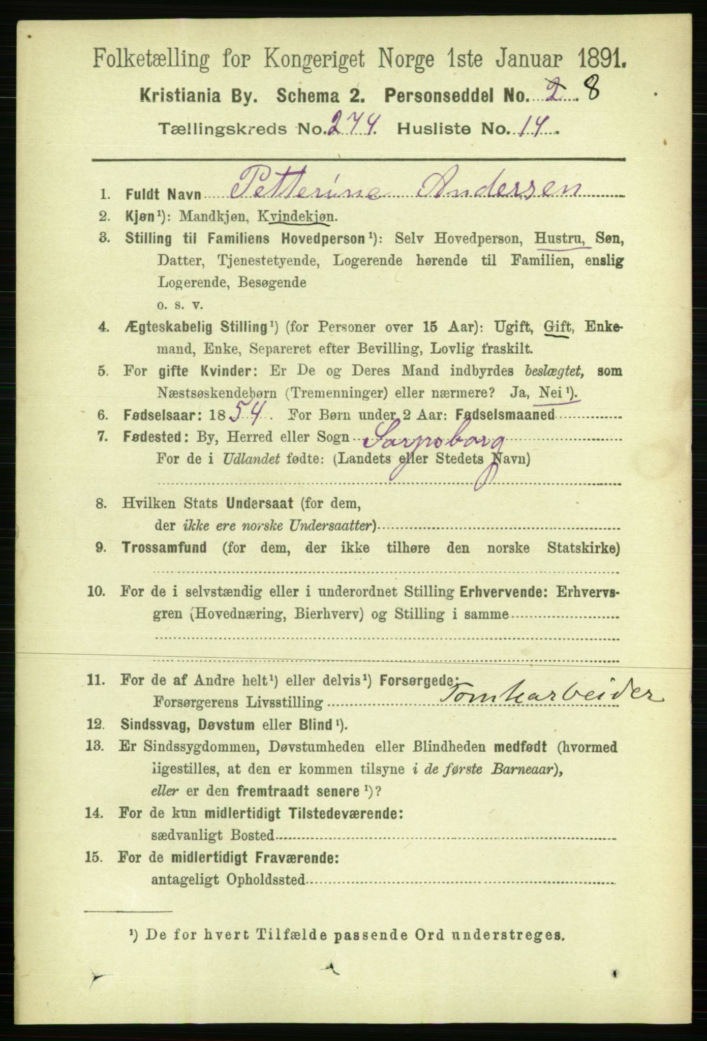 RA, 1891 census for 0301 Kristiania, 1891, p. 166620