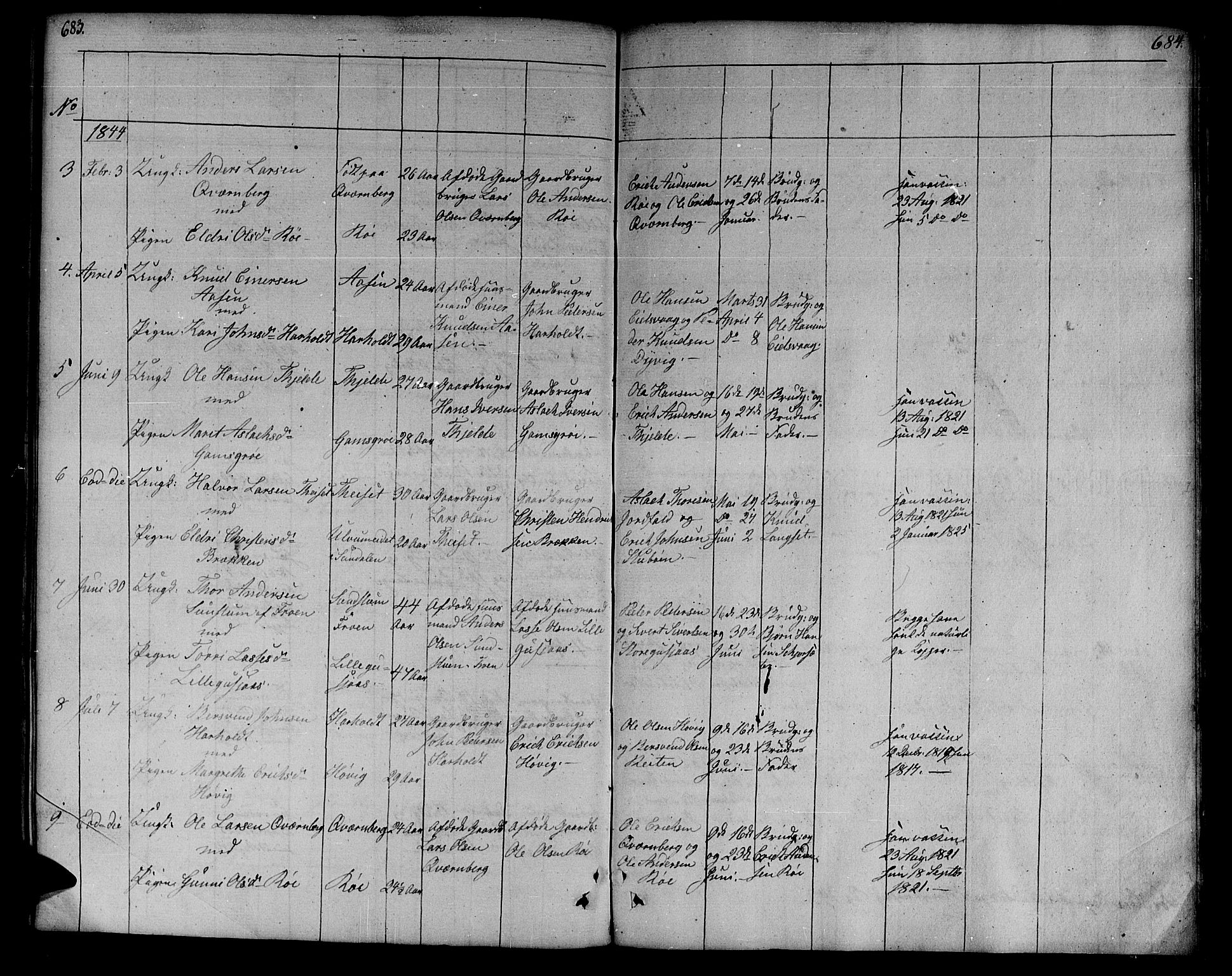 Ministerialprotokoller, klokkerbøker og fødselsregistre - Møre og Romsdal, AV/SAT-A-1454/551/L0624: Parish register (official) no. 551A04, 1831-1845, p. 683-684