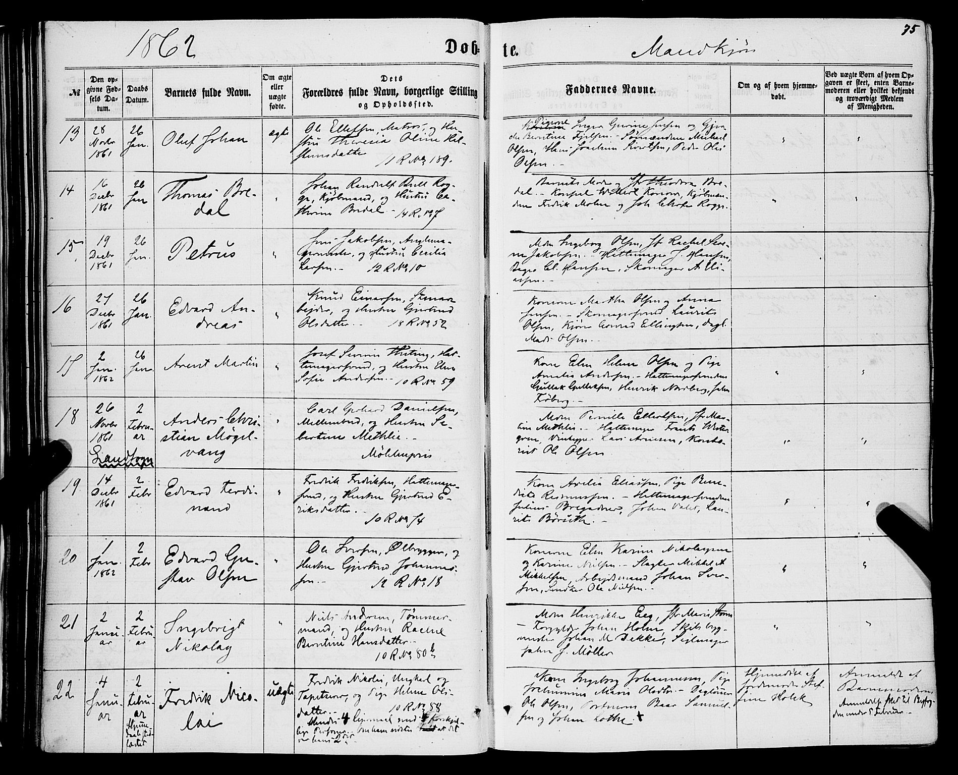 Domkirken sokneprestembete, SAB/A-74801/H/Haa/L0021: Parish register (official) no. B 4, 1859-1871, p. 75