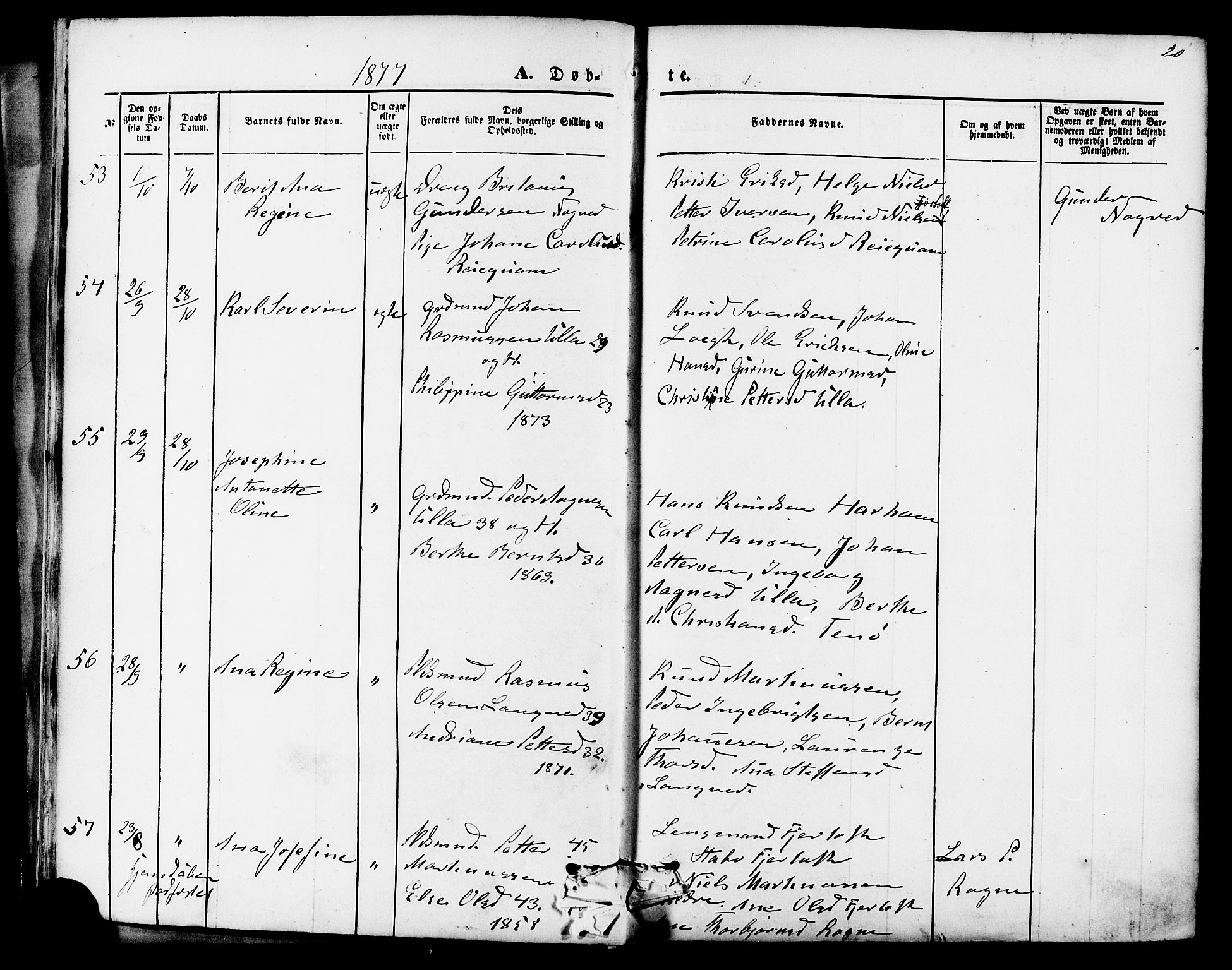 Ministerialprotokoller, klokkerbøker og fødselsregistre - Møre og Romsdal, AV/SAT-A-1454/536/L0500: Parish register (official) no. 536A09, 1876-1889, p. 20