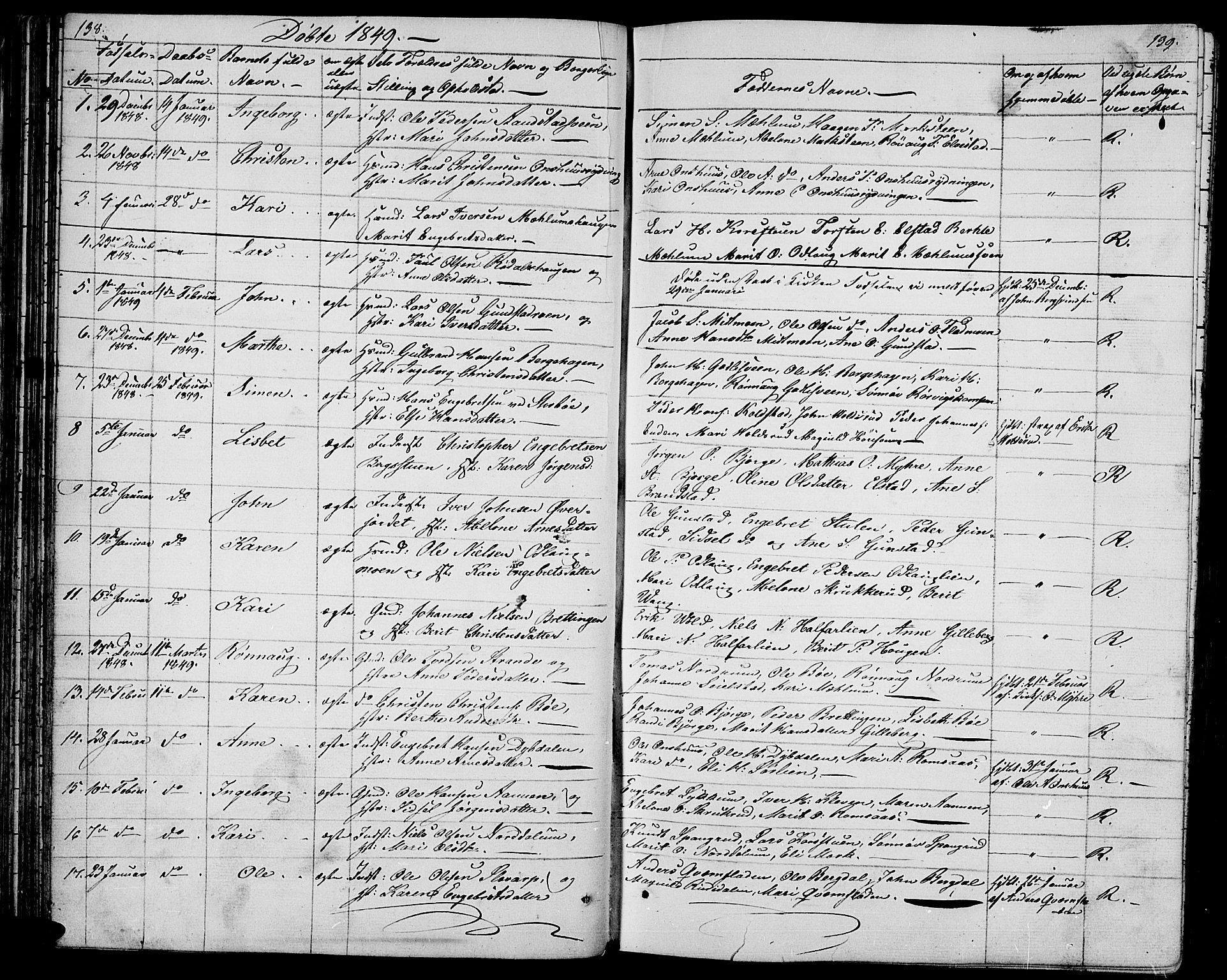 Ringebu prestekontor, SAH/PREST-082/H/Ha/Hab/L0002: Parish register (copy) no. 2, 1839-1853, p. 138-139