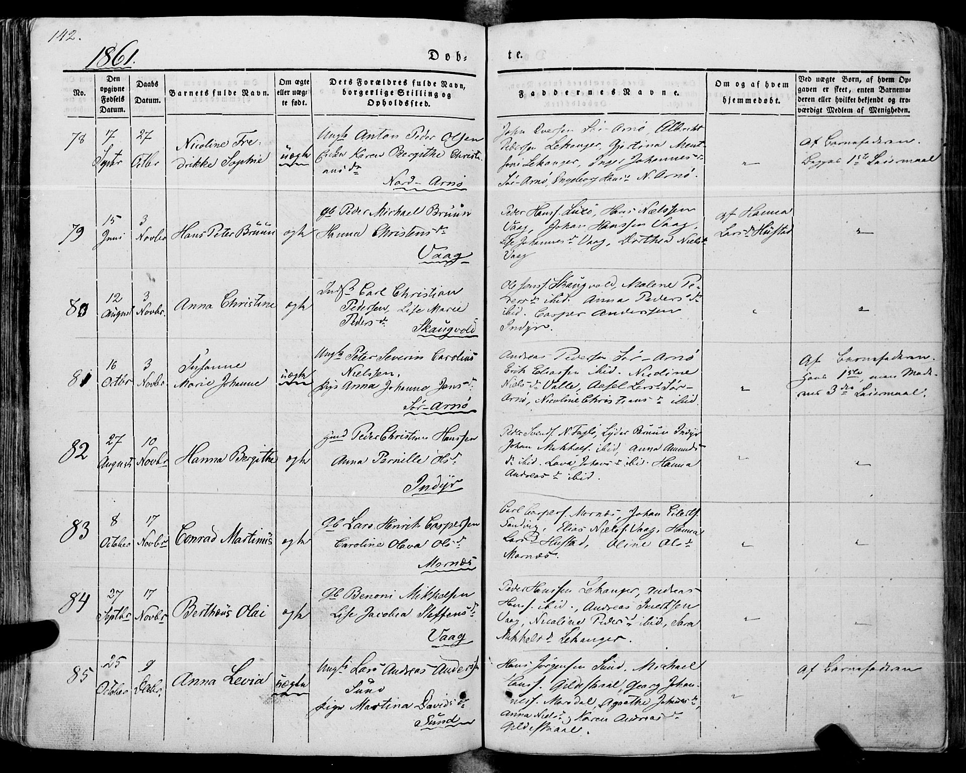 Ministerialprotokoller, klokkerbøker og fødselsregistre - Nordland, AV/SAT-A-1459/805/L0097: Parish register (official) no. 805A04, 1837-1861, p. 142