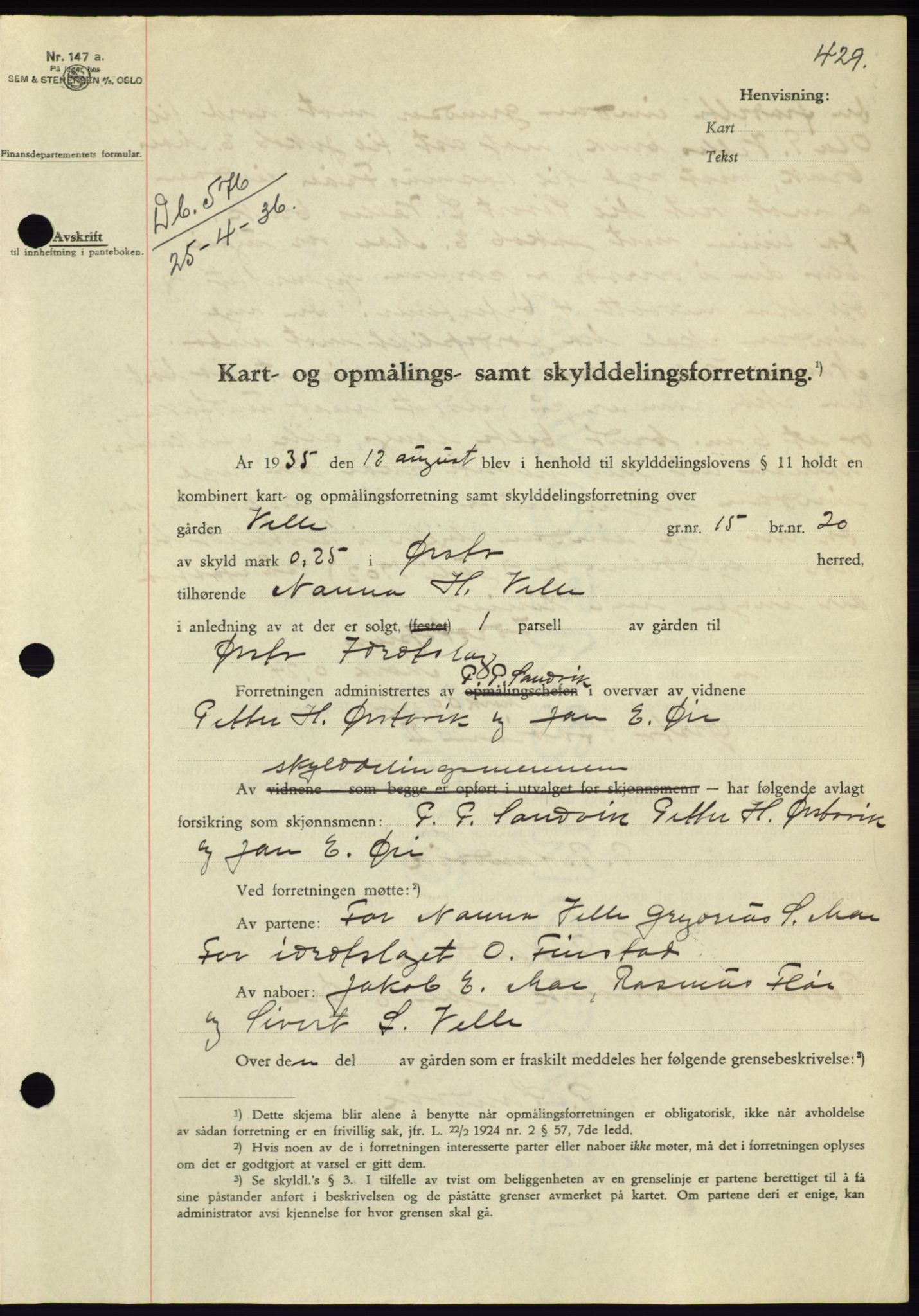 Søre Sunnmøre sorenskriveri, AV/SAT-A-4122/1/2/2C/L0060: Mortgage book no. 54, 1935-1936, Deed date: 25.04.1936