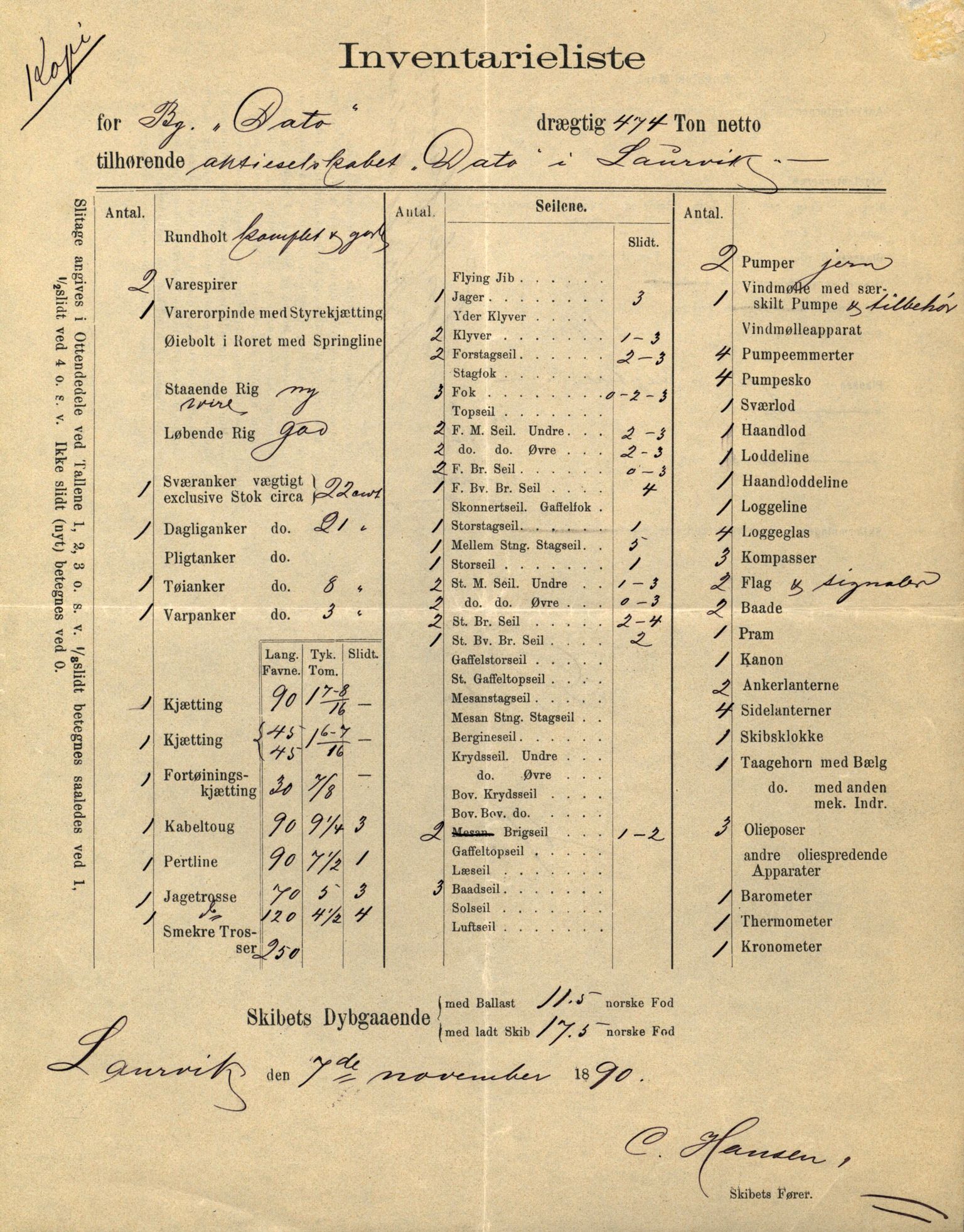 Pa 63 - Østlandske skibsassuranceforening, VEMU/A-1079/G/Ga/L0030/0002: Havaridokumenter / To venner, Emil, Empress, Enterprise, Dacapo, Dato, 1893, p. 103