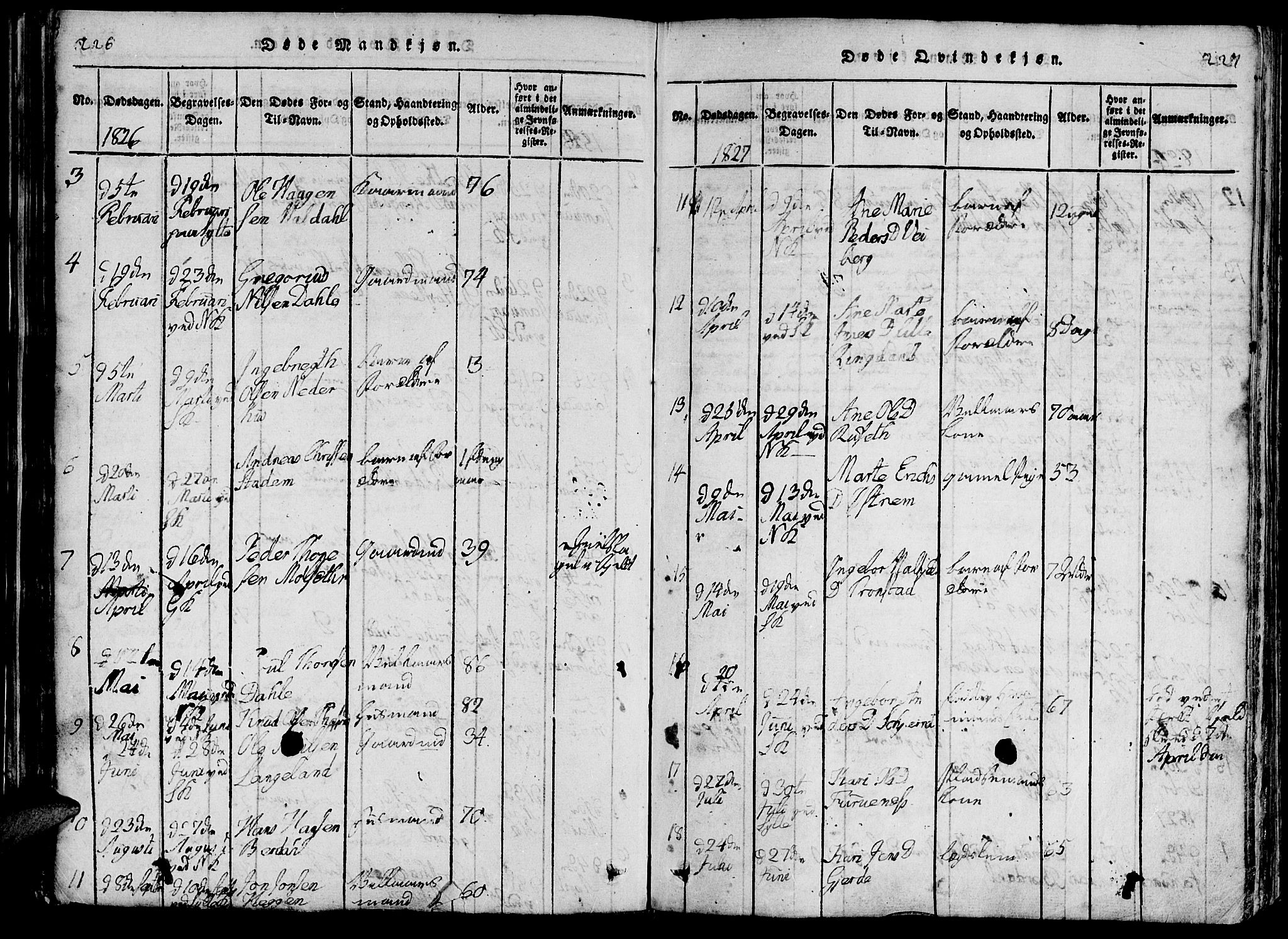 Ministerialprotokoller, klokkerbøker og fødselsregistre - Møre og Romsdal, SAT/A-1454/519/L0260: Parish register (copy) no. 519C01, 1817-1829, p. 226-227