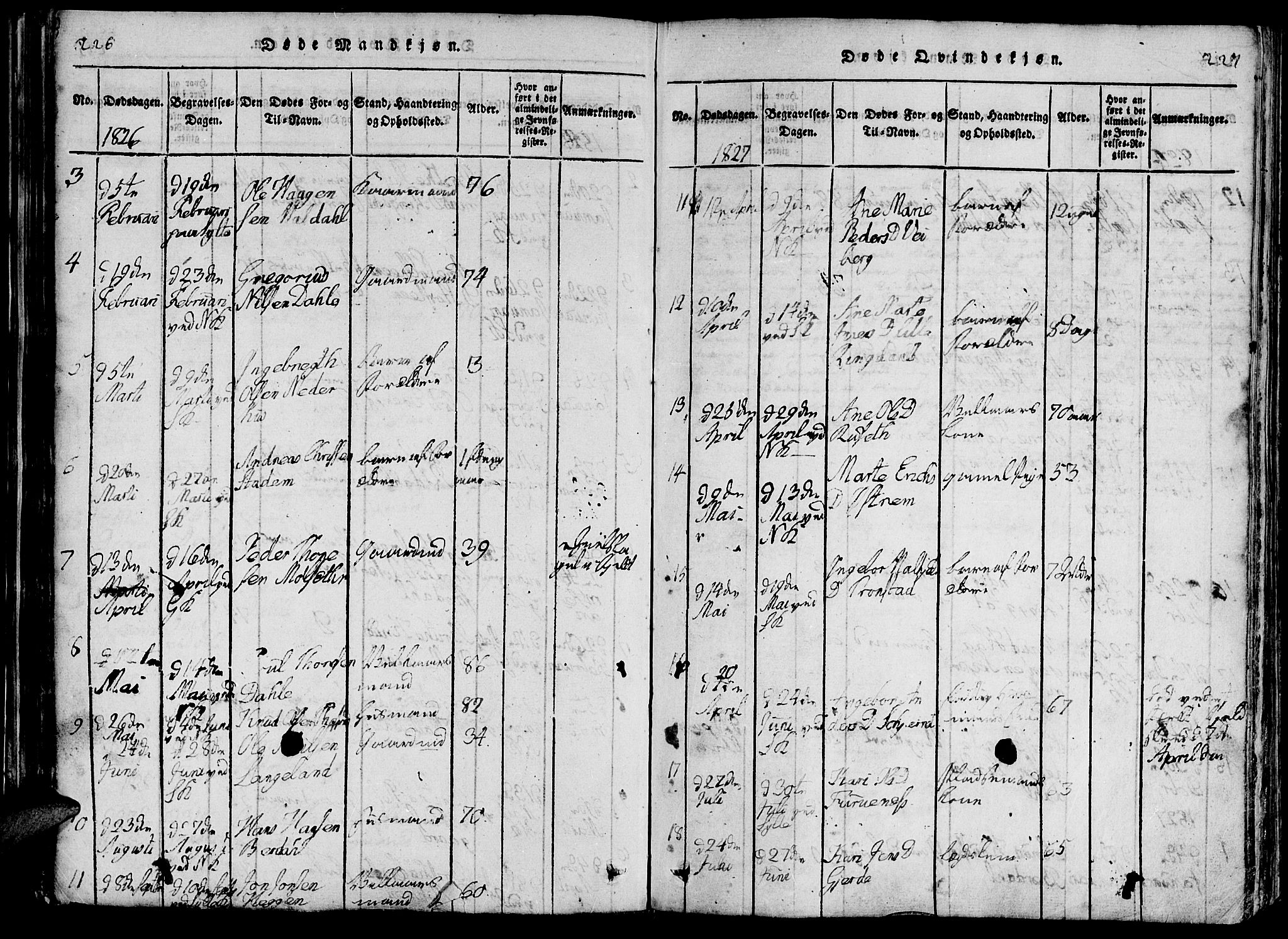 Ministerialprotokoller, klokkerbøker og fødselsregistre - Møre og Romsdal, AV/SAT-A-1454/519/L0260: Parish register (copy) no. 519C01, 1817-1829, p. 226-227