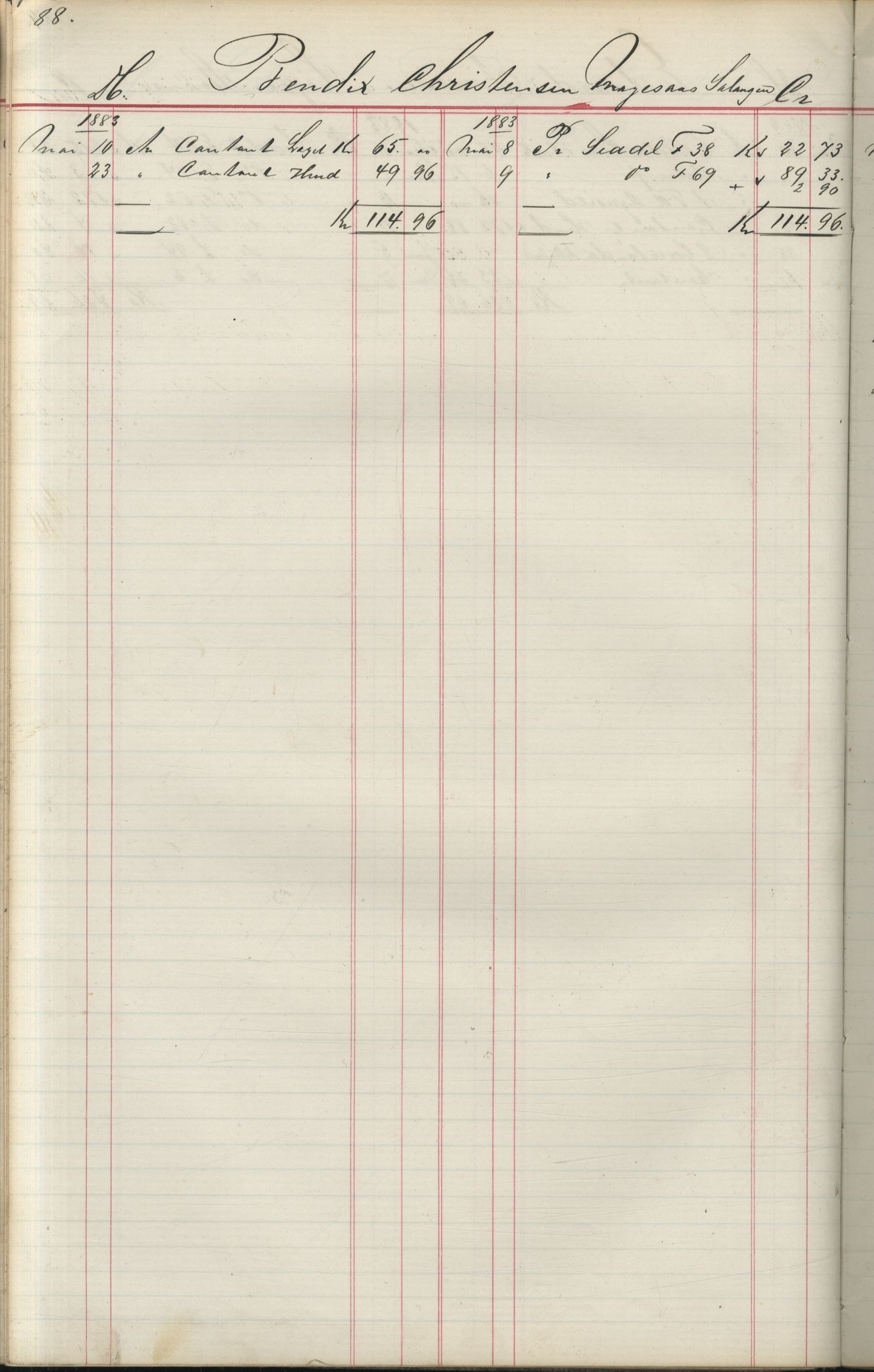 Brodtkorb handel A/S, VAMU/A-0001/F/Fa/L0004/0001: Kompanibøker. Utensogns / Compagnibog for Udensogns Fiskere No 15. Fra A - H, 1882-1895, p. 88