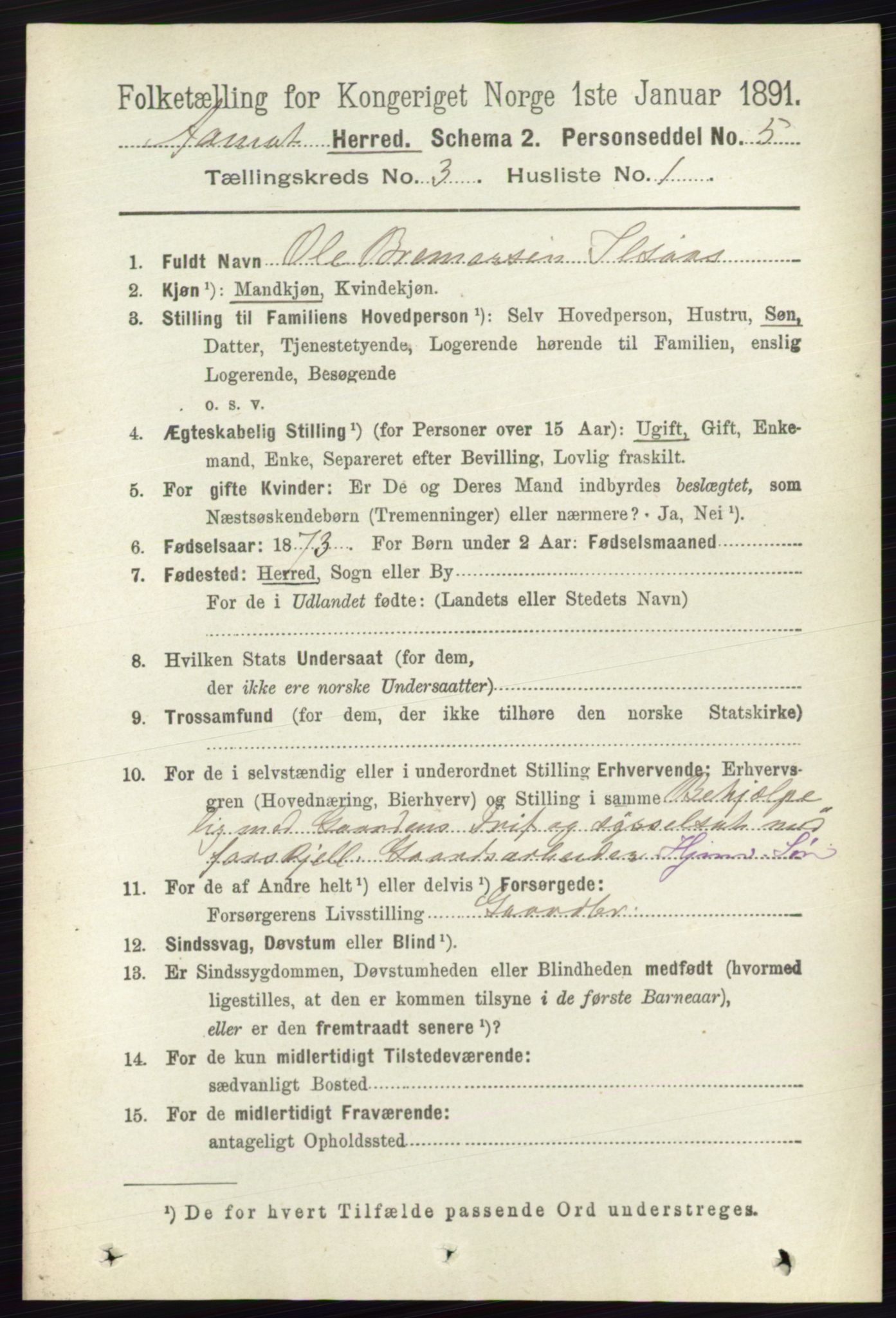 RA, 1891 census for 0429 Åmot, 1891, p. 1496