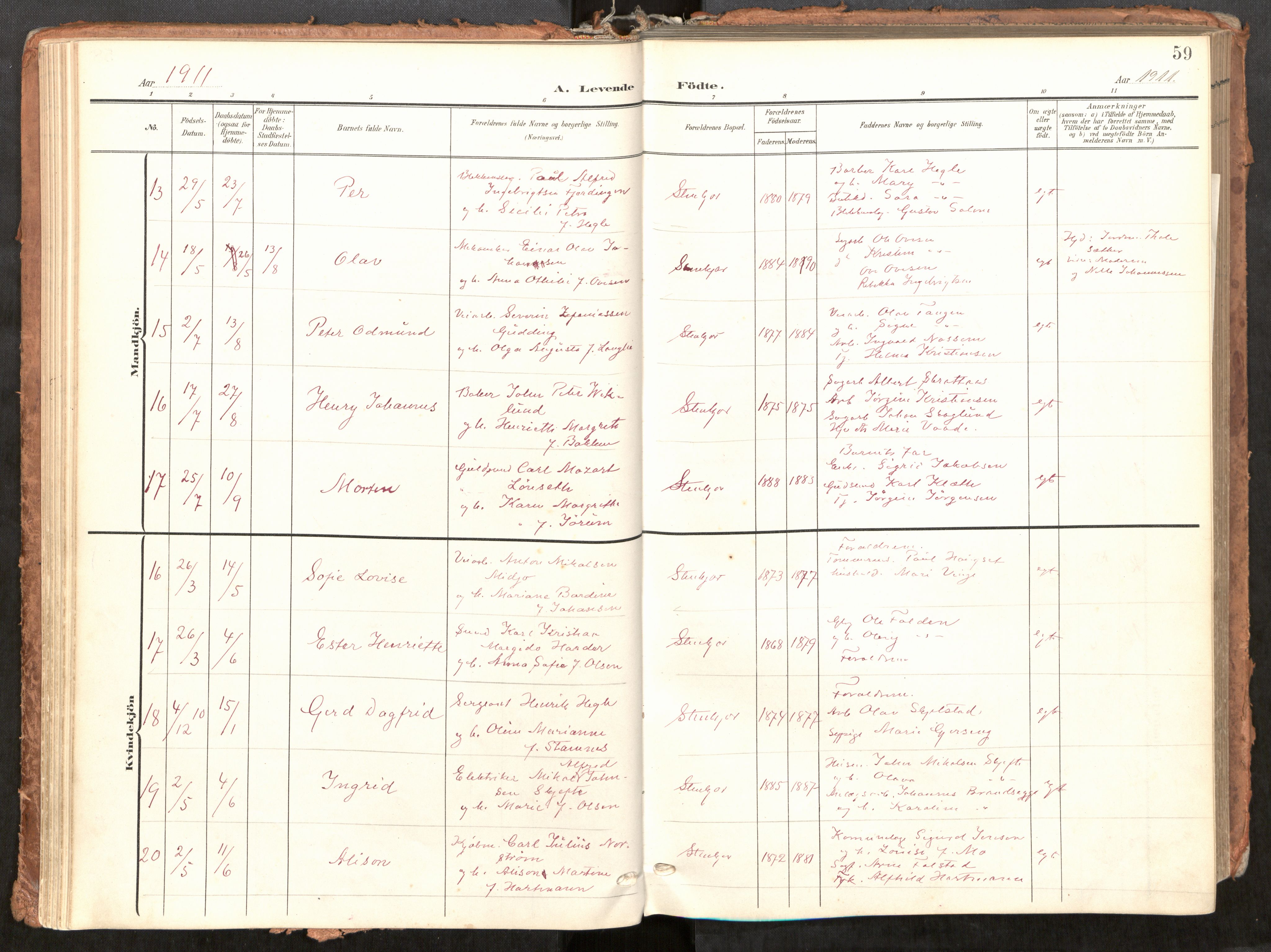 Steinkjer sokneprestkontor, AV/SAT-A-1541/01/H/Ha/Haa/L0001: Parish register (official) no. 1, 1904-1912, p. 59