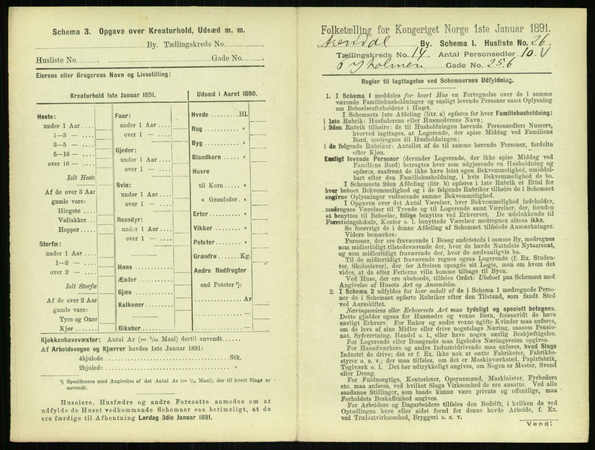 RA, 1891 census for 0903 Arendal, 1891, p. 788