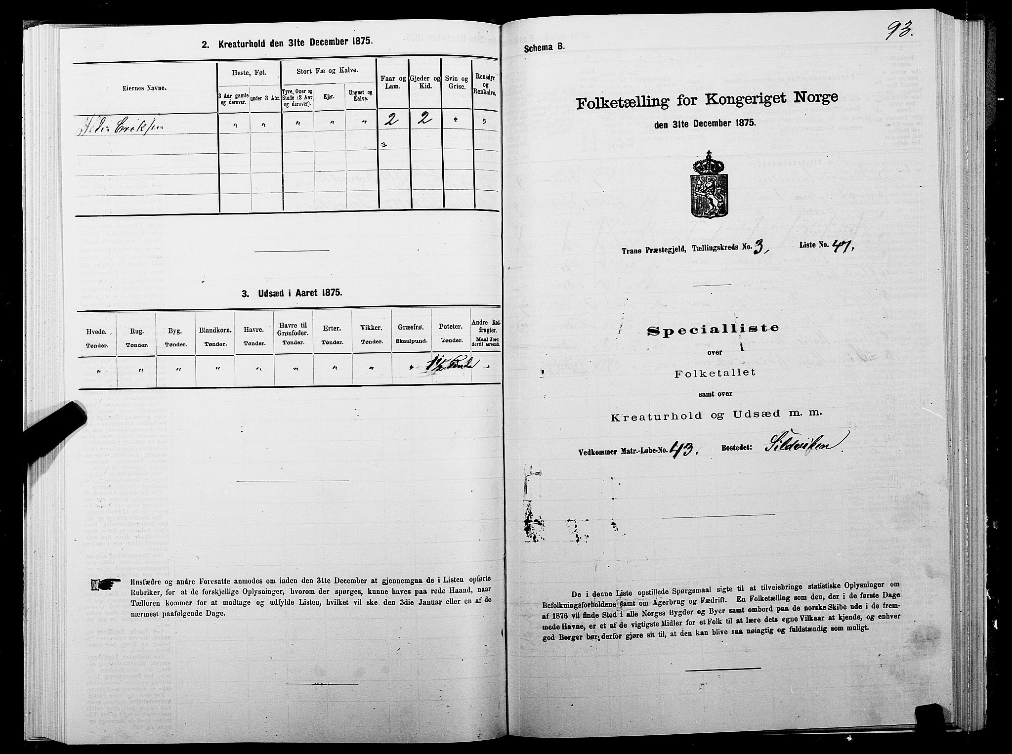 SATØ, 1875 census for 1927P Tranøy, 1875, p. 2093