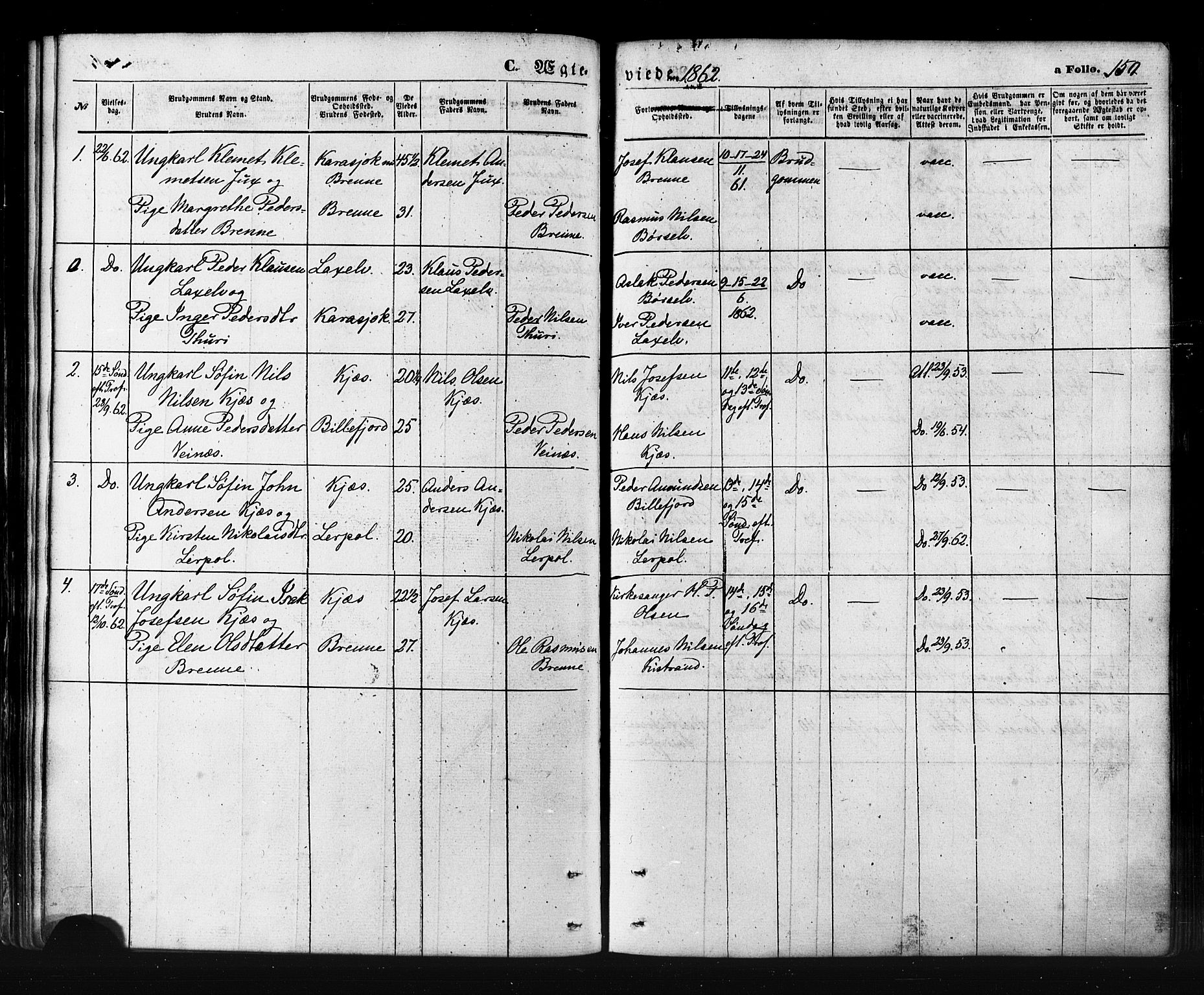 Kistrand/Porsanger sokneprestembete, SATØ/S-1351/H/Ha/L0005.kirke: Parish register (official) no. 5, 1860-1874, p. 150