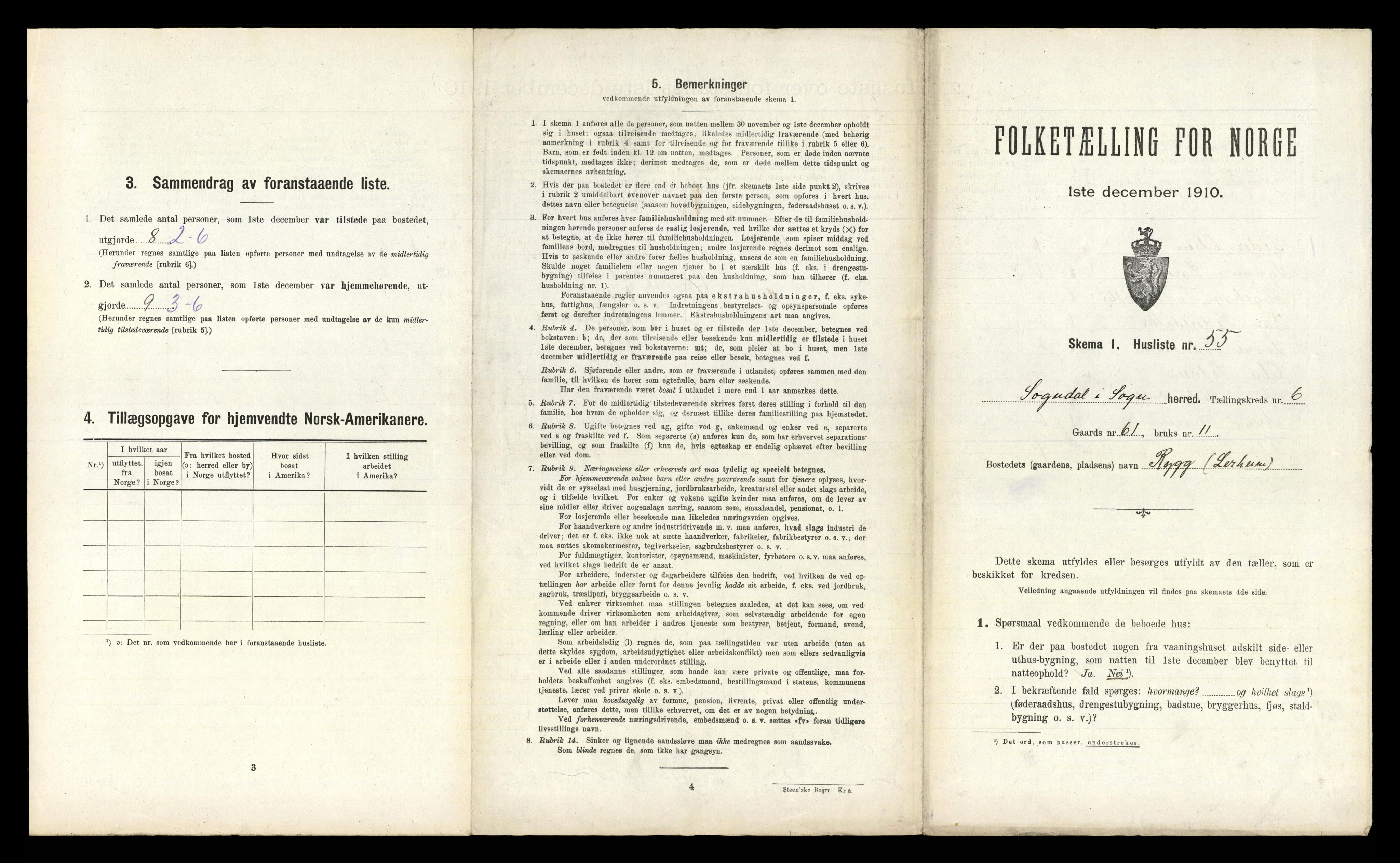 RA, 1910 census for Sogndal, 1910, p. 702