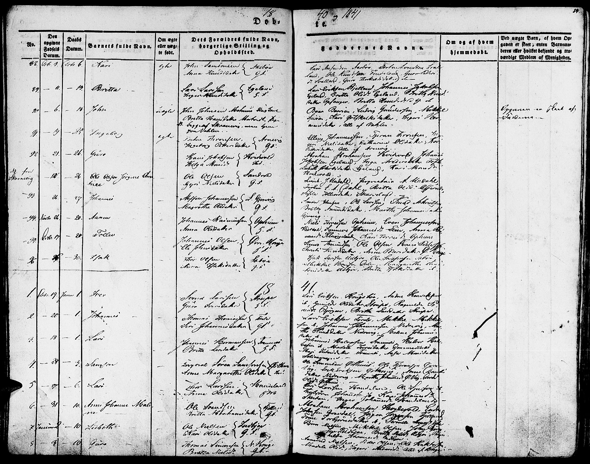 Fjelberg sokneprestembete, SAB/A-75201/H/Haa: Parish register (official) no. A 6, 1835-1851, p. 54