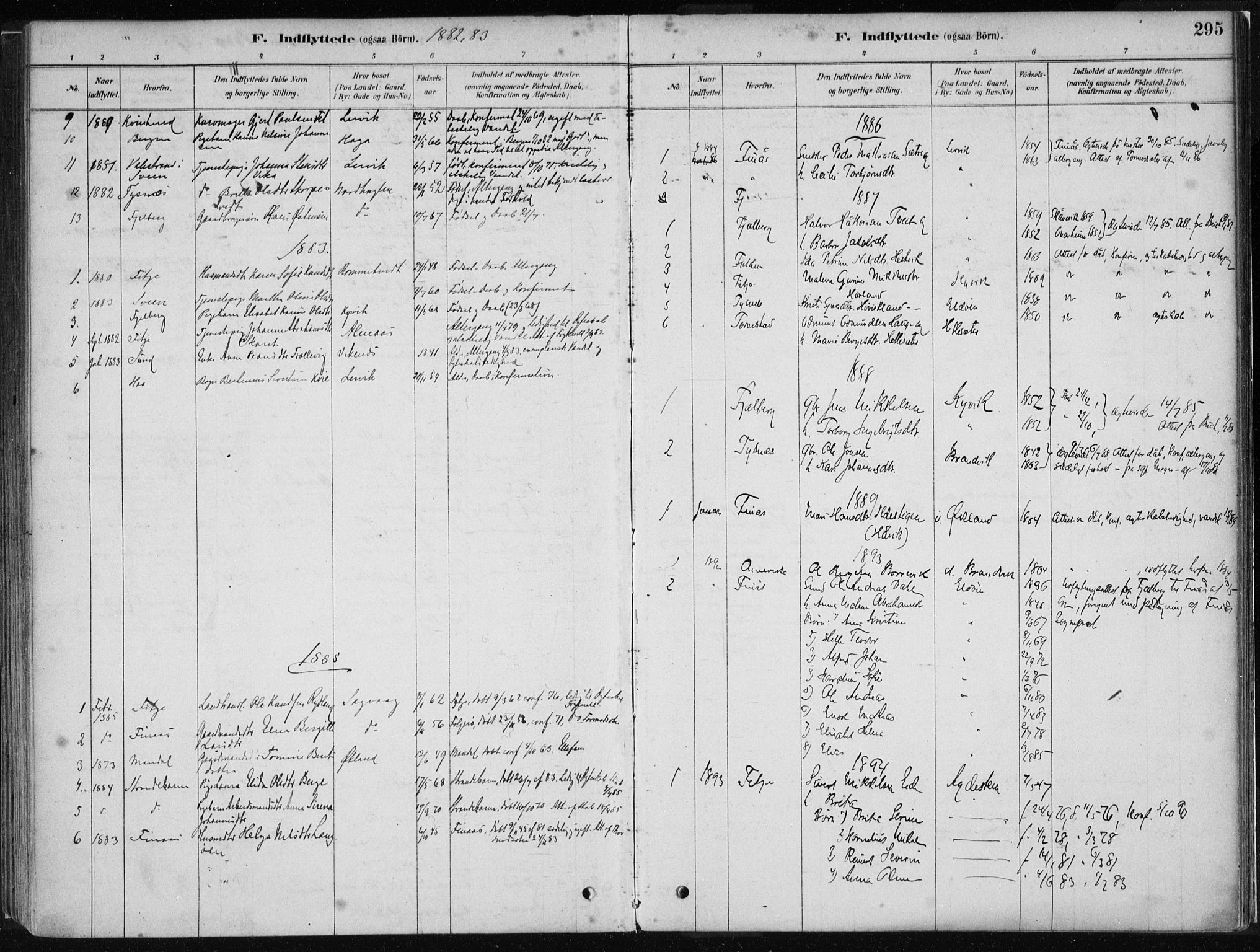 Stord sokneprestembete, AV/SAB-A-78201/H/Haa: Parish register (official) no. B 2, 1878-1913, p. 295