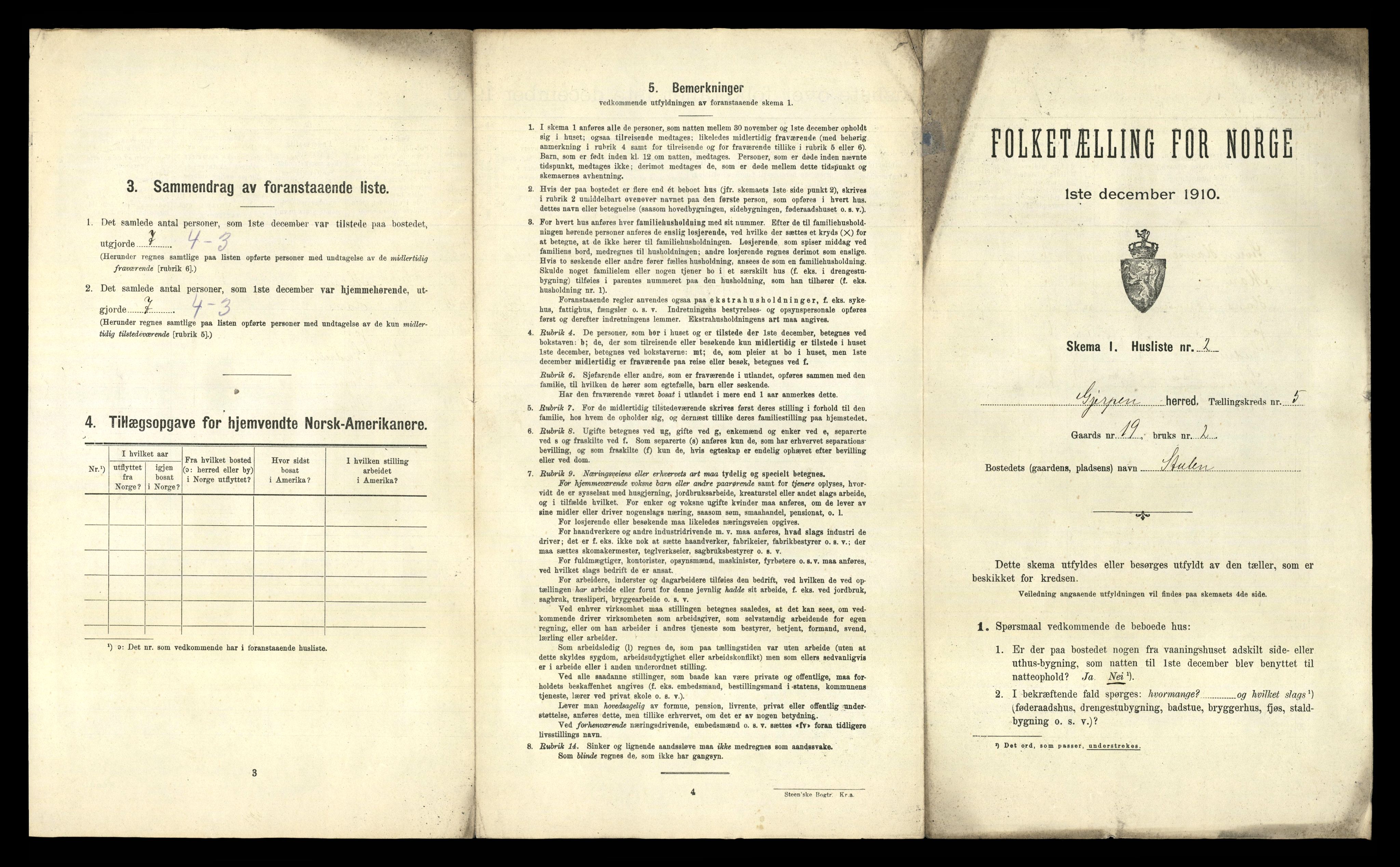 RA, 1910 census for Gjerpen, 1910, p. 689