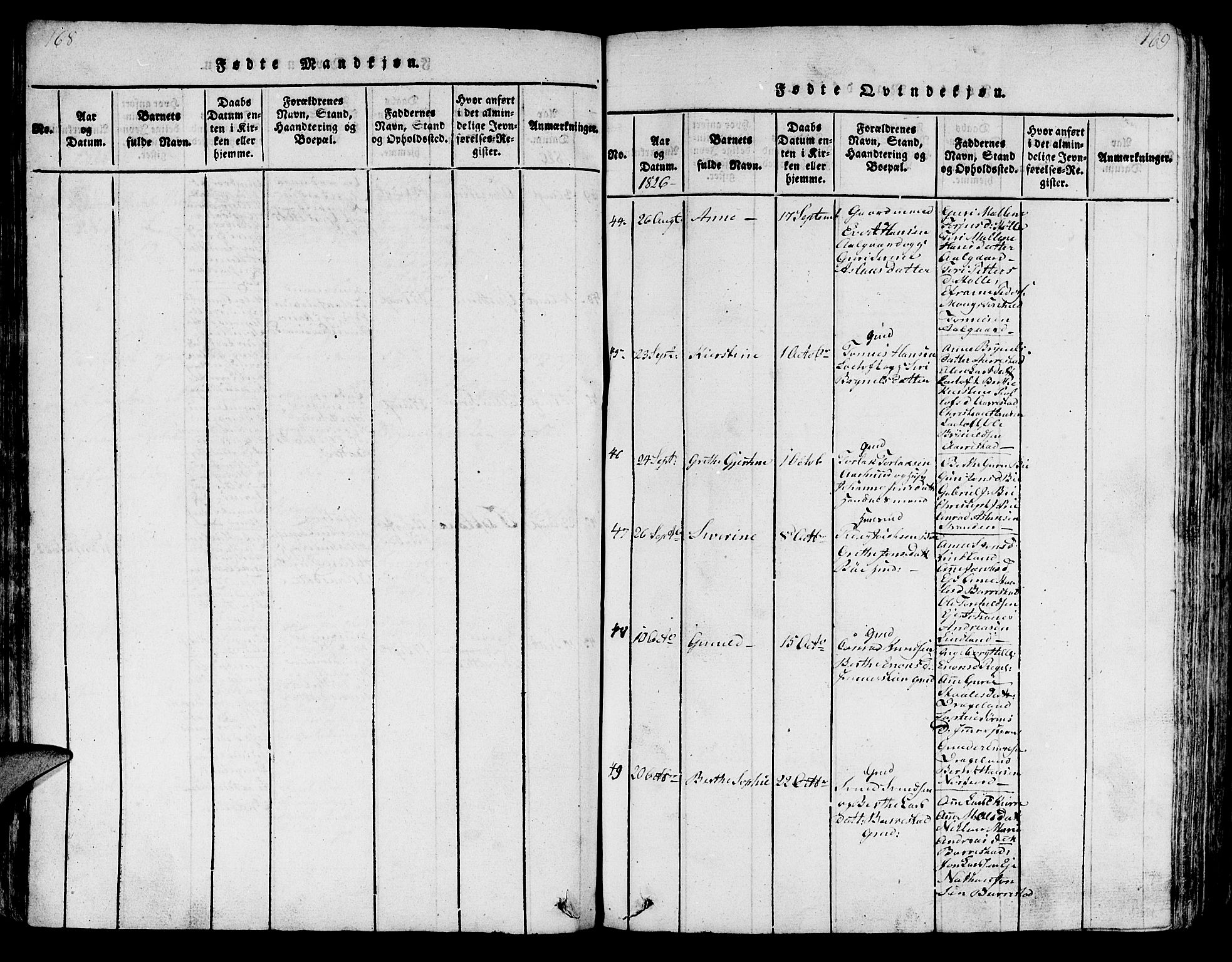 Sokndal sokneprestkontor, SAST/A-101808: Parish register (copy) no. B 1, 1815-1848, p. 168-169