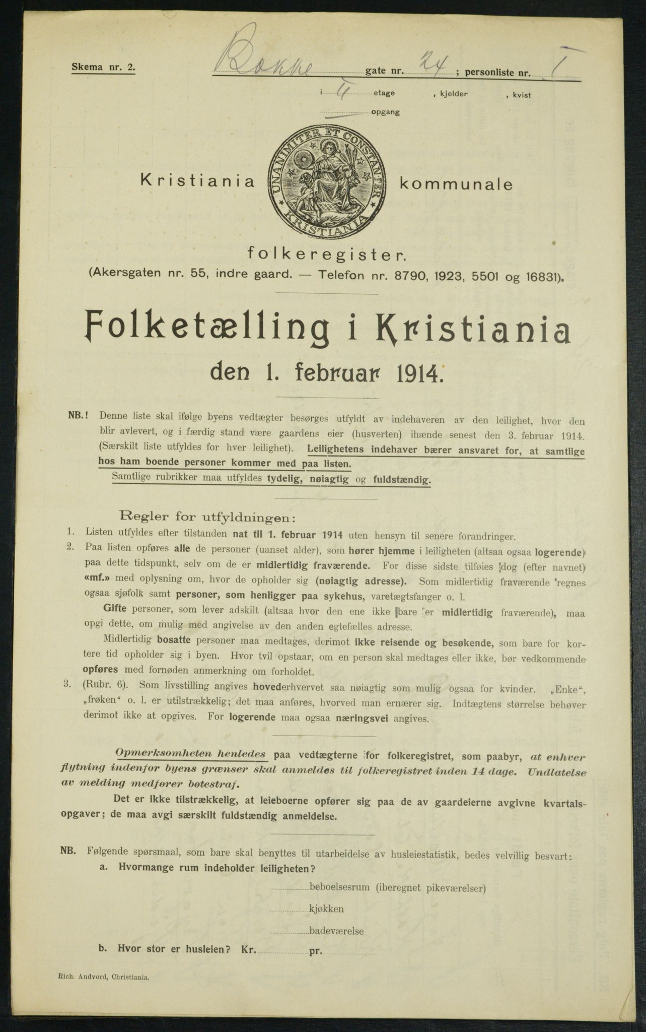 OBA, Municipal Census 1914 for Kristiania, 1914, p. 11264