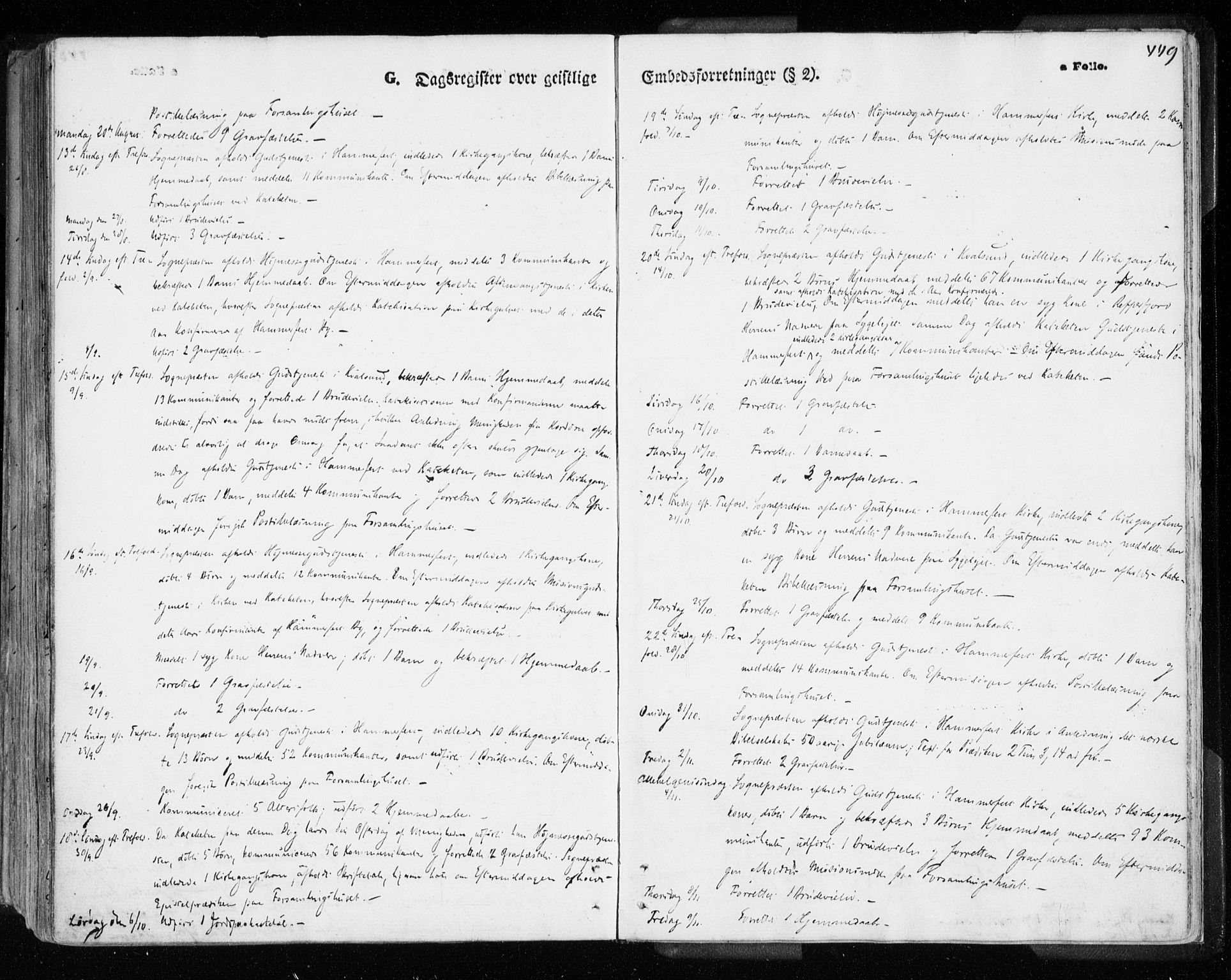 Hammerfest sokneprestkontor, AV/SATØ-S-1347/H/Ha/L0005.kirke: Parish register (official) no. 5, 1857-1869, p. 449
