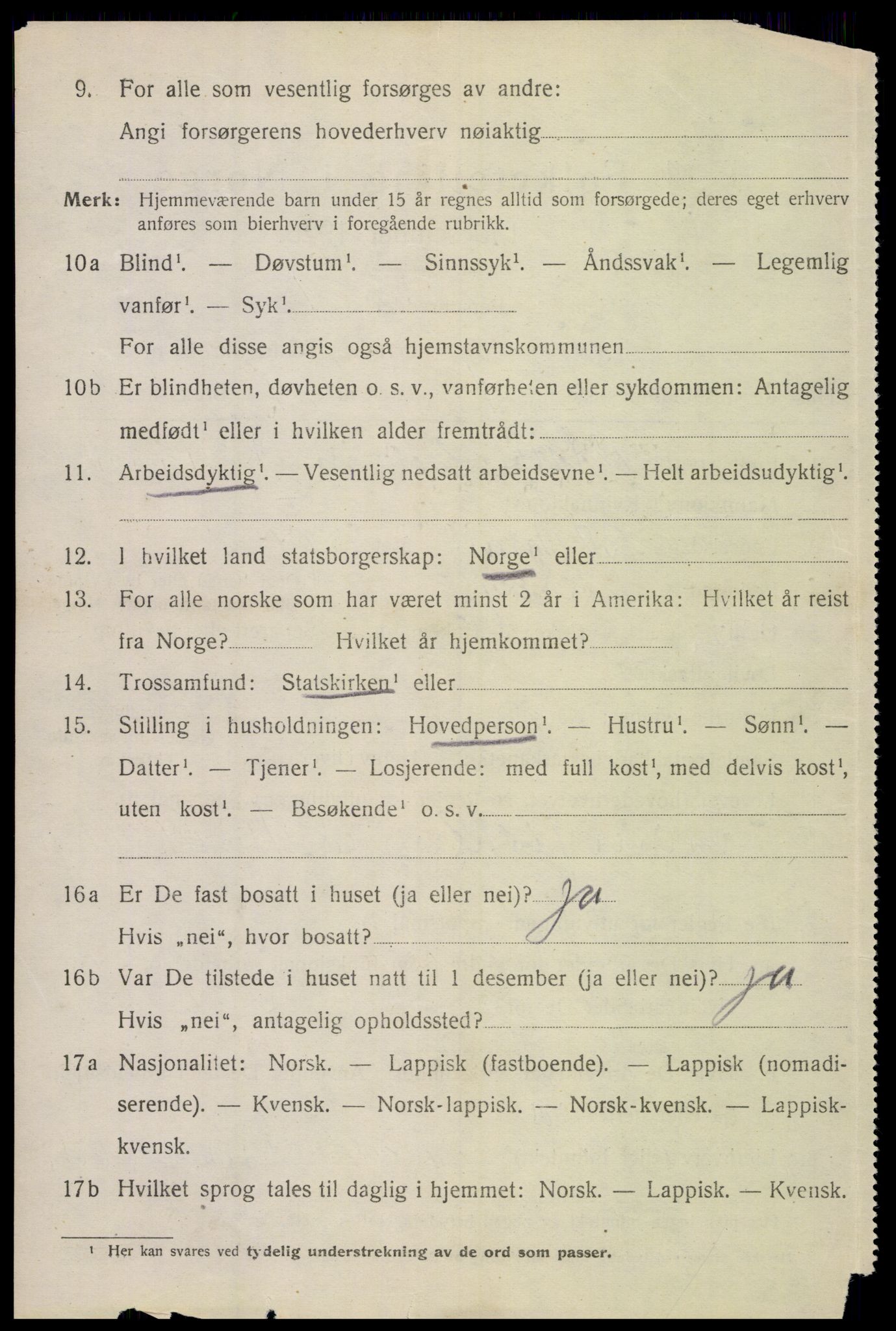 SAT, 1920 census for Værøy, 1920, p. 994