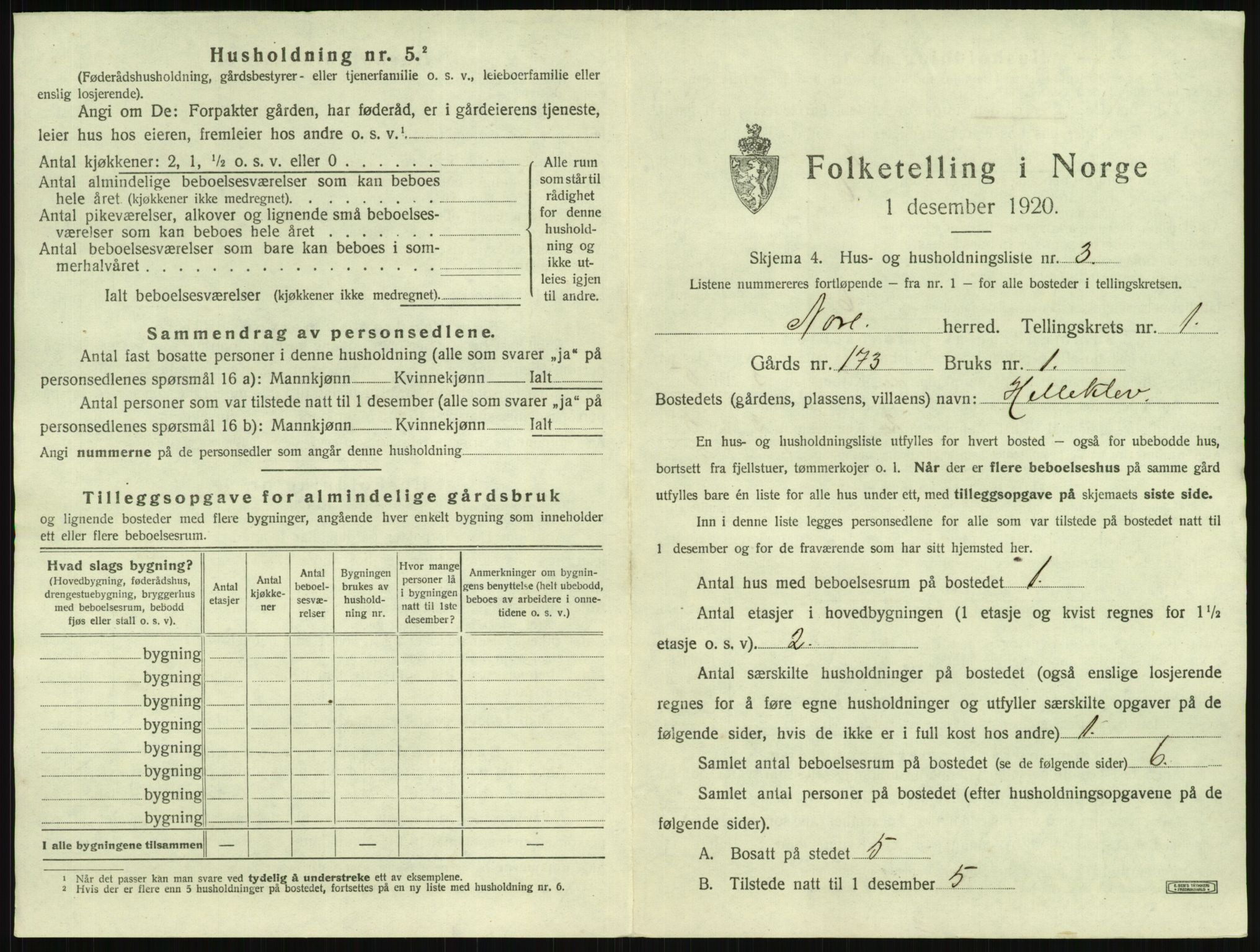 SAKO, 1920 census for Nore, 1920, p. 38