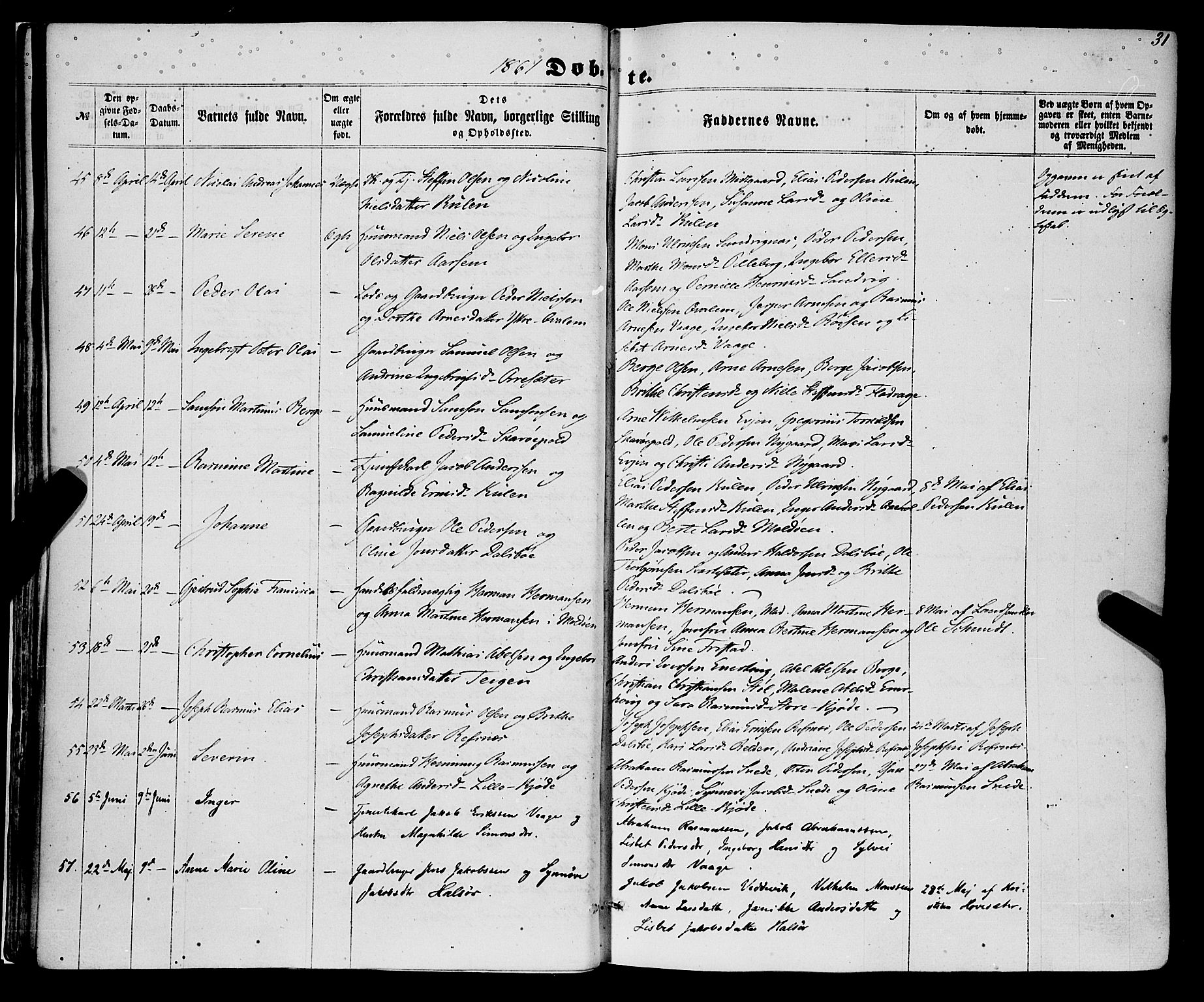 Selje sokneprestembete, SAB/A-99938/H/Ha/Haa/Haaa: Parish register (official) no. A 11, 1858-1870, p. 31