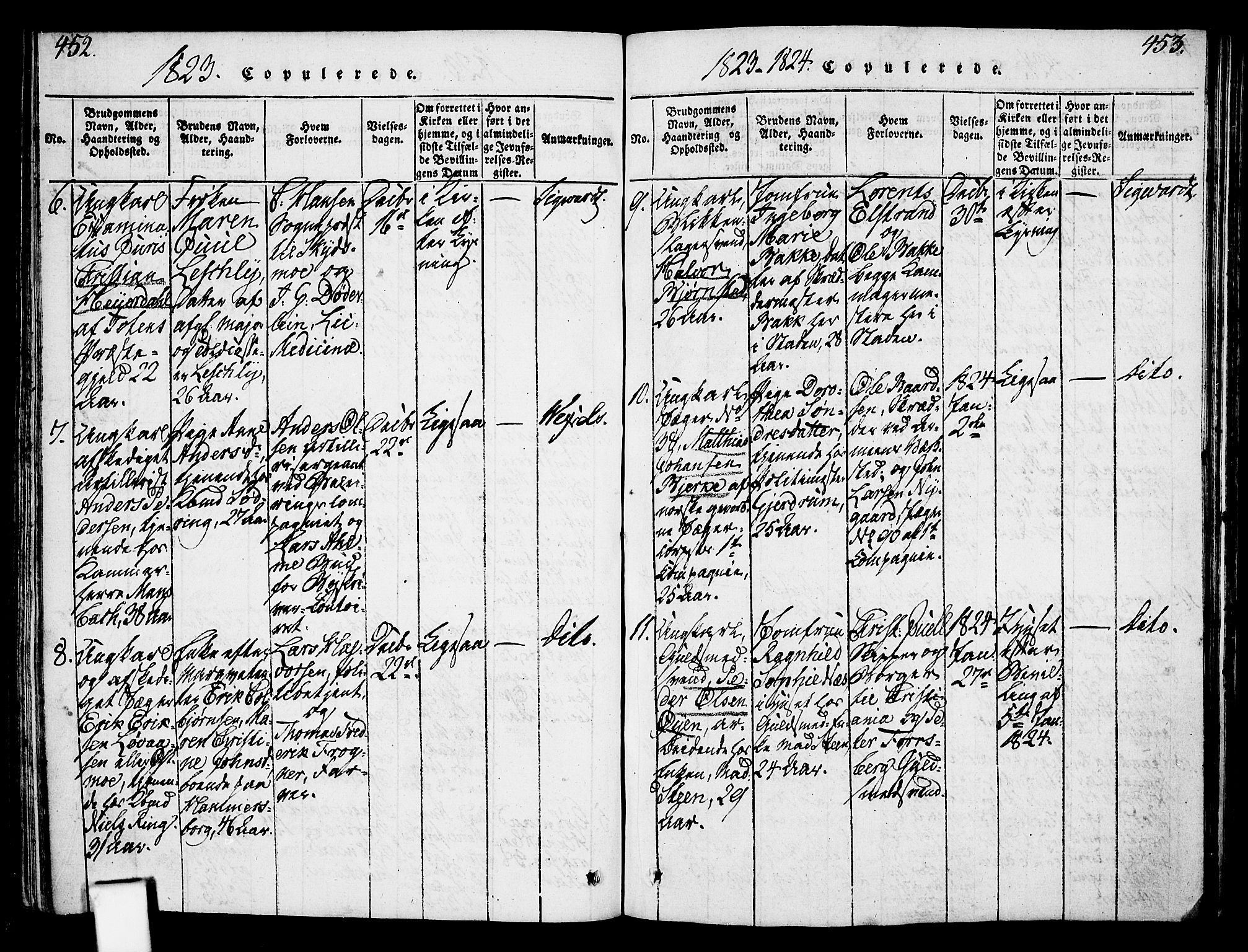 Oslo domkirke Kirkebøker, SAO/A-10752/F/Fa/L0007: Parish register (official) no. 7, 1817-1824, p. 452-453