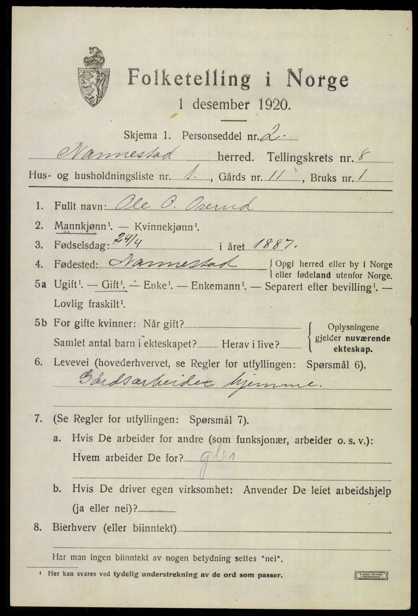 SAO, 1920 census for Nannestad, 1920, p. 9270