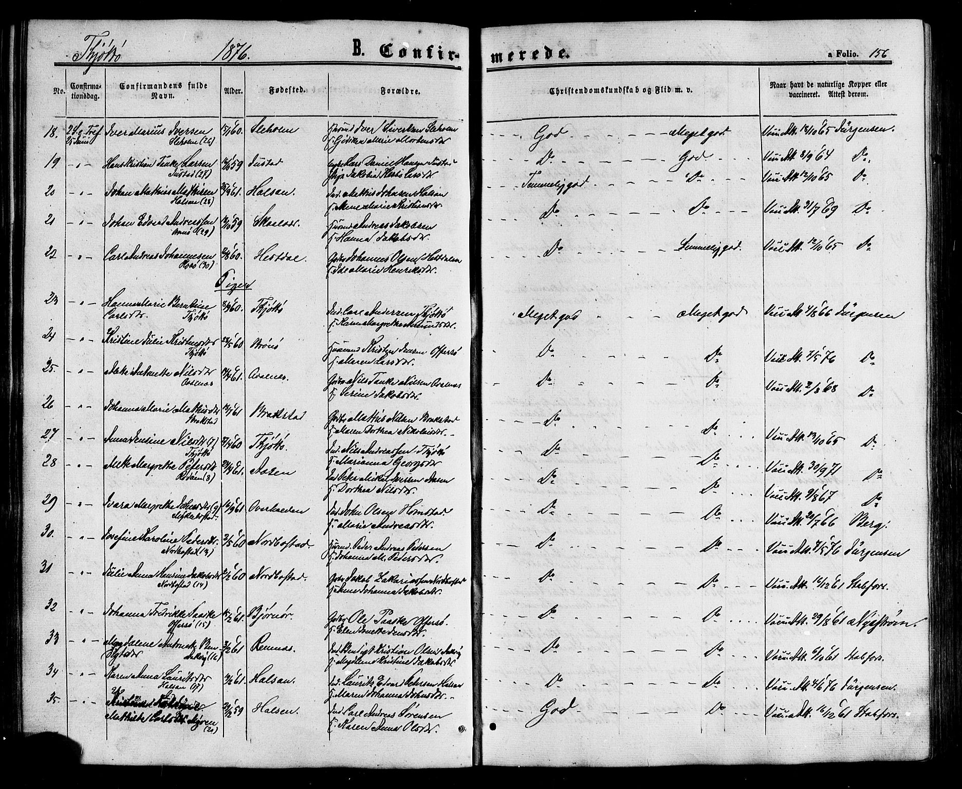 Ministerialprotokoller, klokkerbøker og fødselsregistre - Nordland, AV/SAT-A-1459/817/L0262: Parish register (official) no. 817A03/ 1, 1862-1877, p. 156