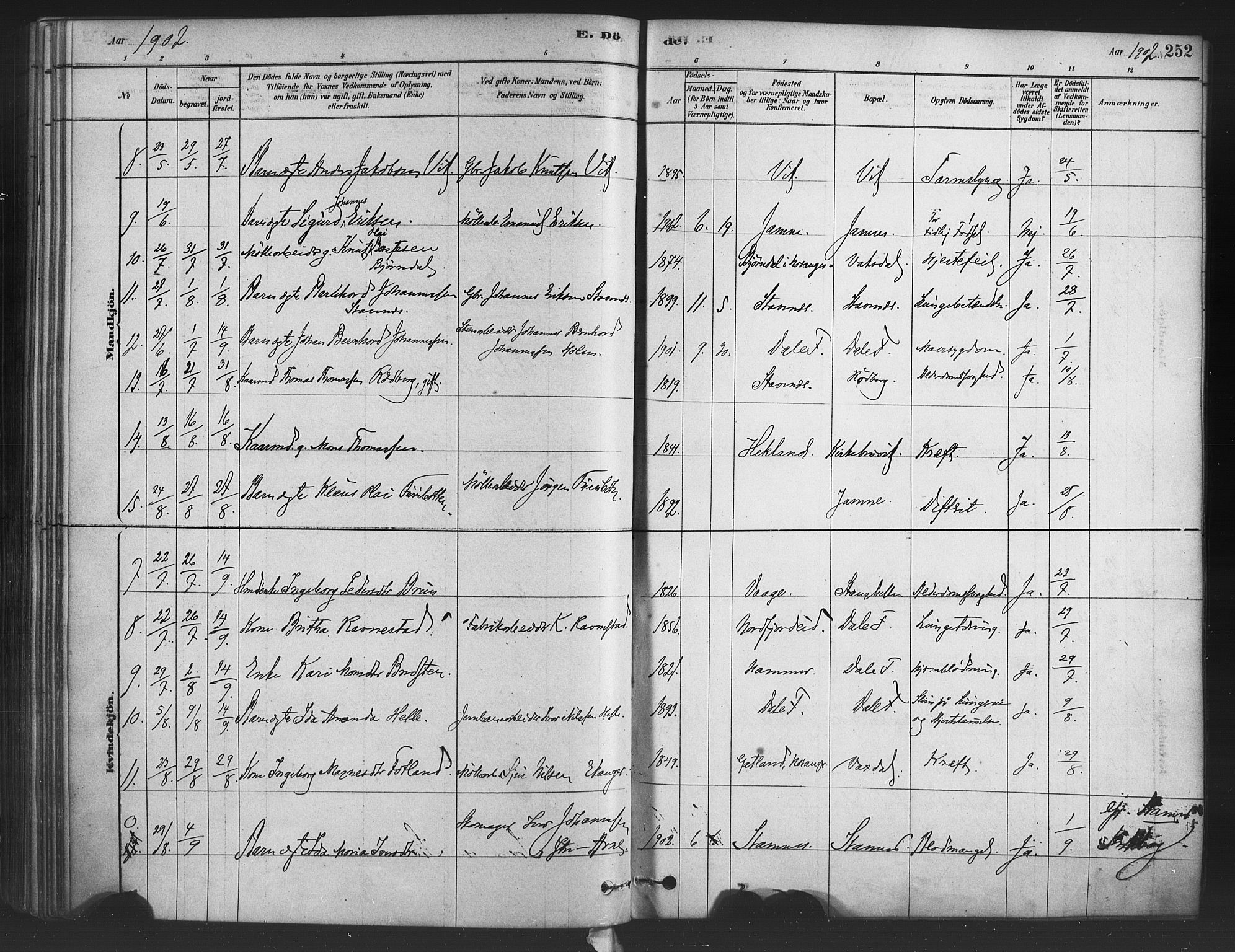 Bruvik Sokneprestembete, AV/SAB-A-74701/H/Haa: Parish register (official) no. B 1, 1878-1904, p. 252