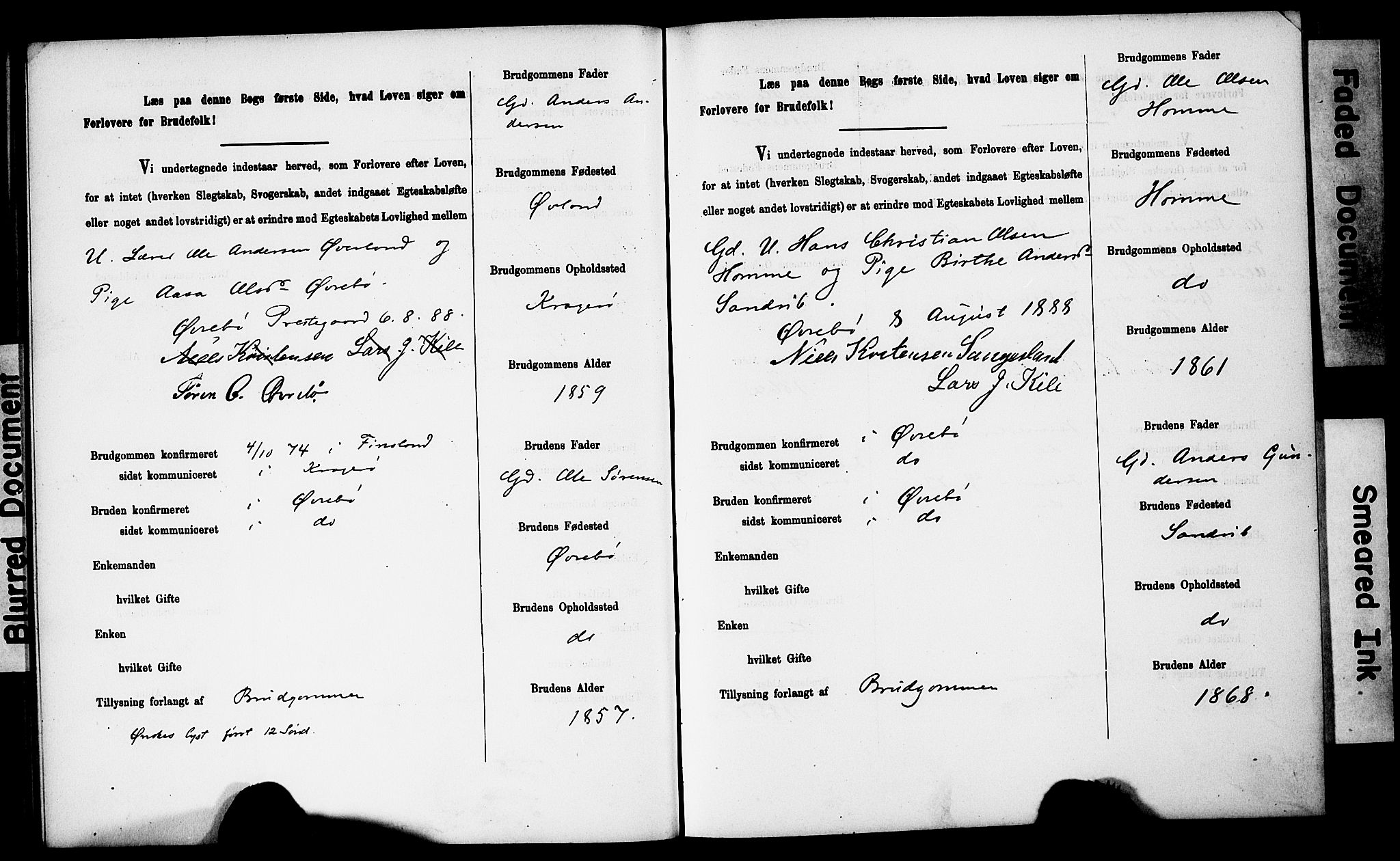 Vennesla sokneprestkontor, AV/SAK-1111-0045/J/L0032/0003: Banns register no. II 5 1, 1886-1892, p. 26