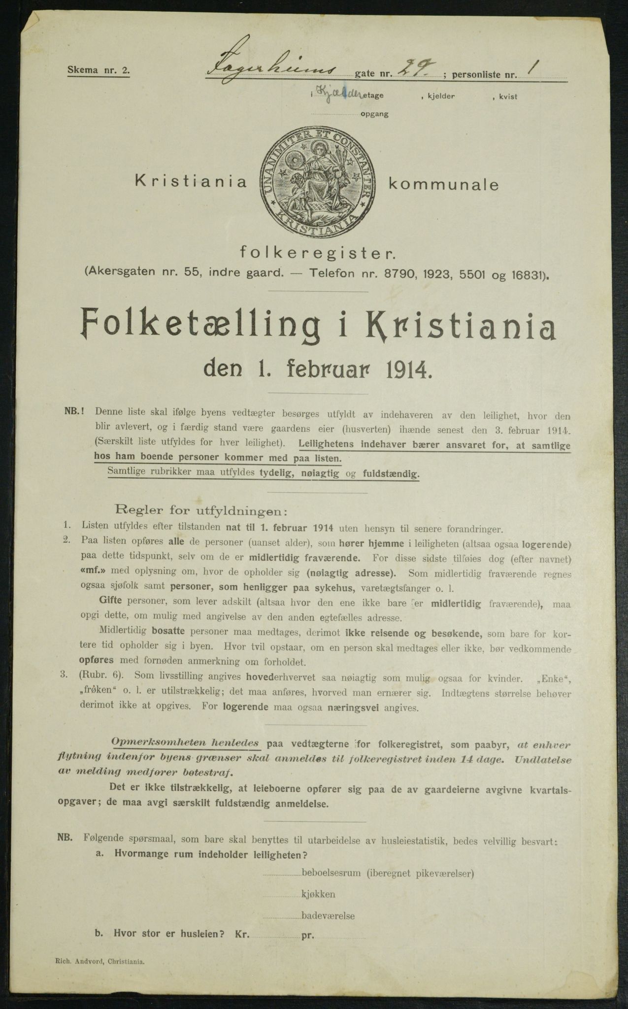 OBA, Municipal Census 1914 for Kristiania, 1914, p. 23319