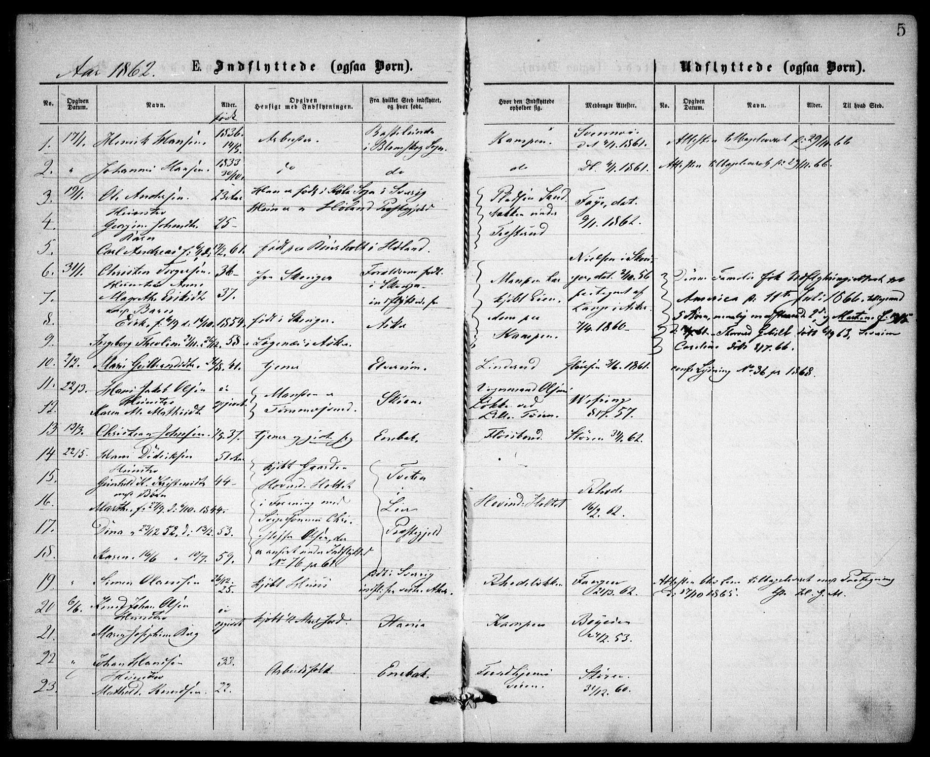 Østre Aker prestekontor Kirkebøker, SAO/A-10840/F/Fa/L0002: Parish register (official) no. I 2, 1861-1878, p. 5