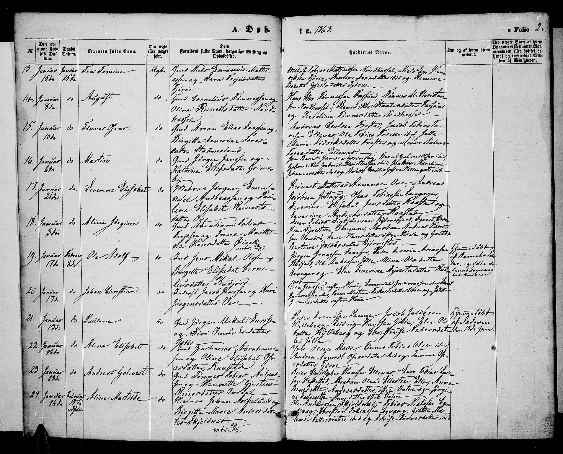 Lista sokneprestkontor, AV/SAK-1111-0027/F/Fb/L0003: Parish register (copy) no. B 3, 1862-1877, p. 2