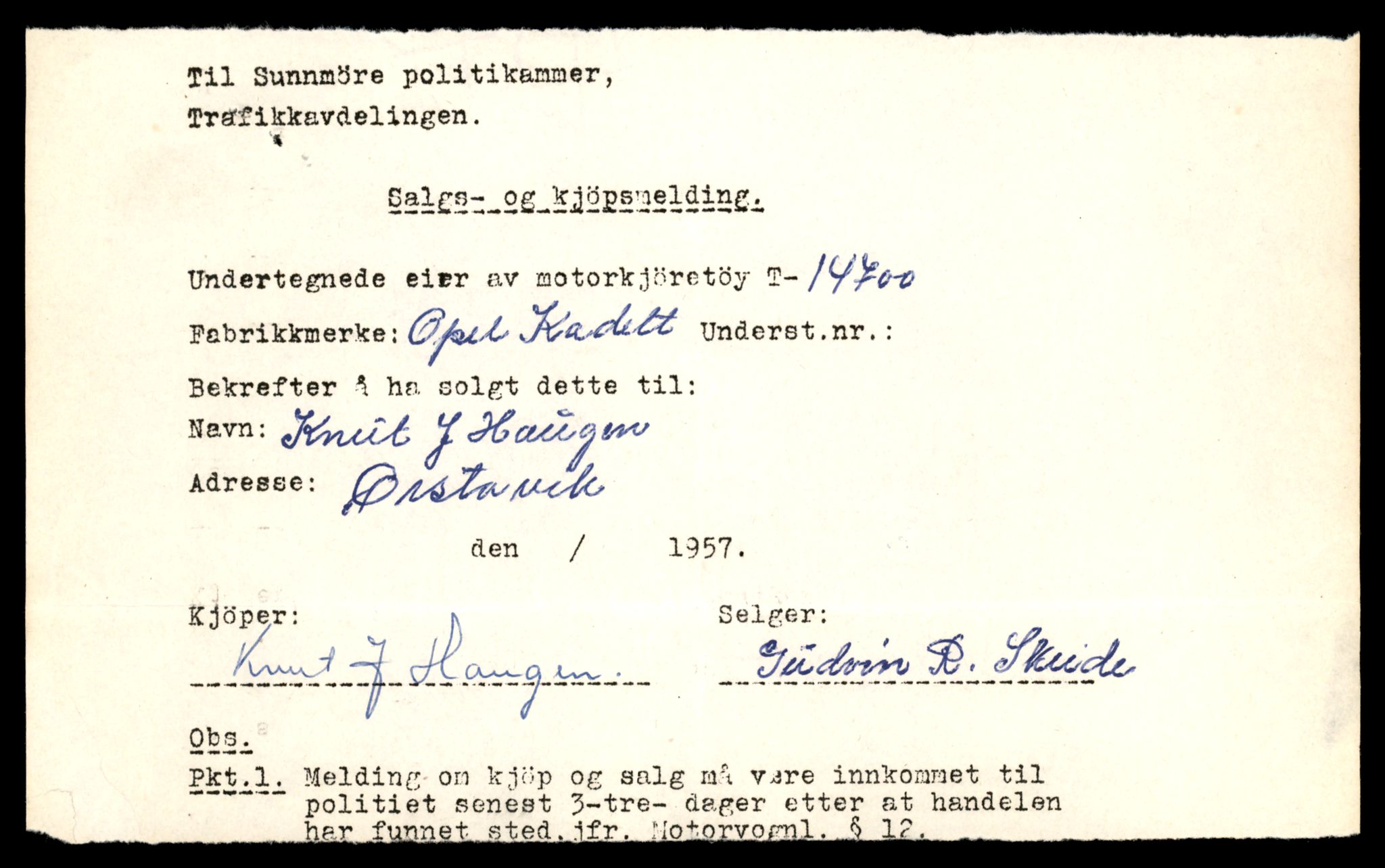Møre og Romsdal vegkontor - Ålesund trafikkstasjon, AV/SAT-A-4099/F/Fe/L0047: Registreringskort for kjøretøy T 14580 - T 14720, 1927-1998, p. 2829