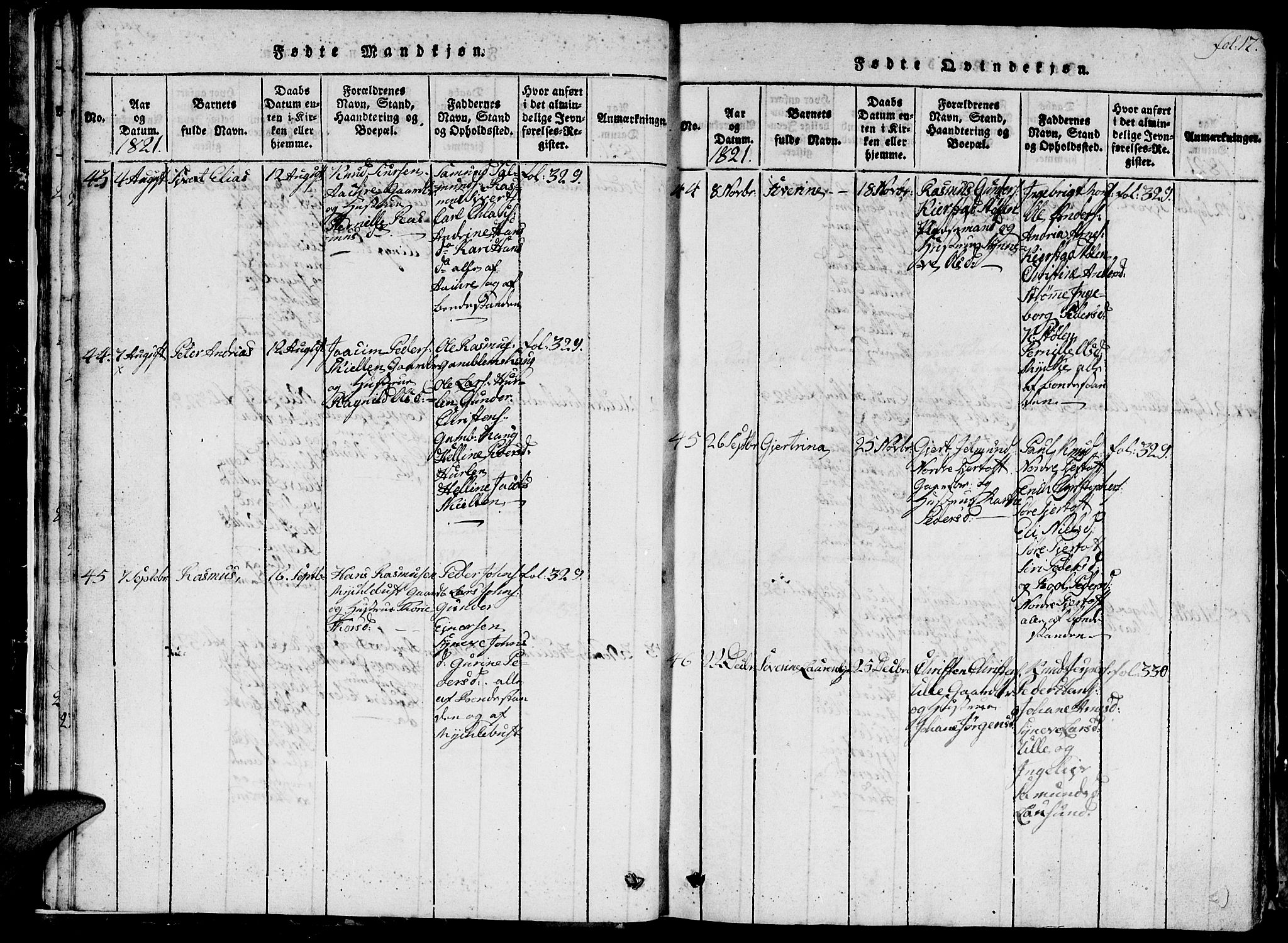 Ministerialprotokoller, klokkerbøker og fødselsregistre - Møre og Romsdal, AV/SAT-A-1454/536/L0506: Parish register (copy) no. 536C01, 1818-1859, p. 17