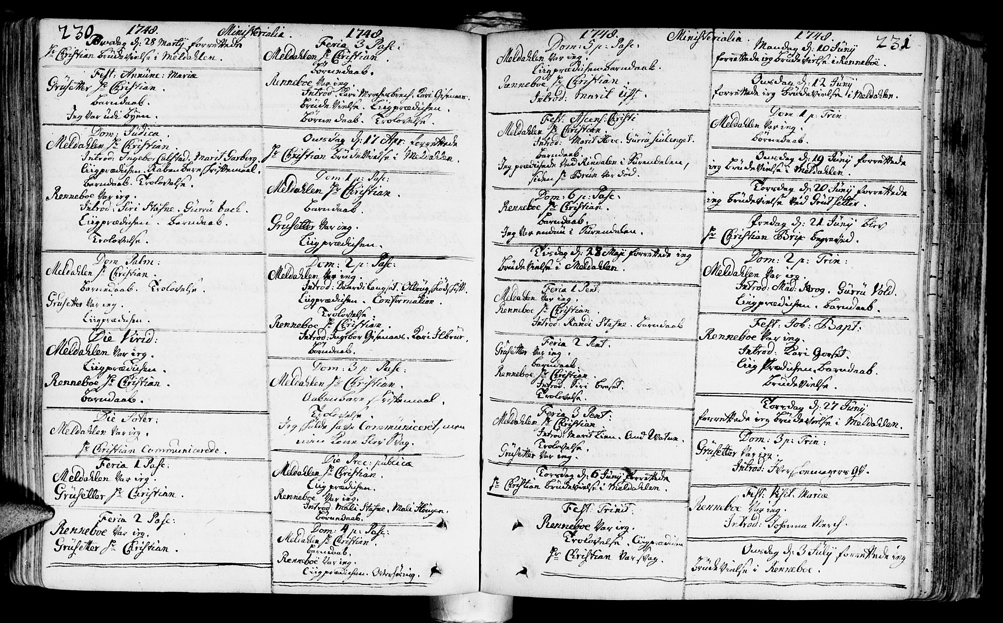 Ministerialprotokoller, klokkerbøker og fødselsregistre - Sør-Trøndelag, SAT/A-1456/672/L0850: Parish register (official) no. 672A03, 1725-1751, p. 230-231